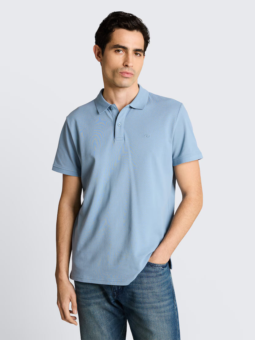 Tom Tailor Blue Short Sleeved Classic Polo With A Small Logo On The Chest