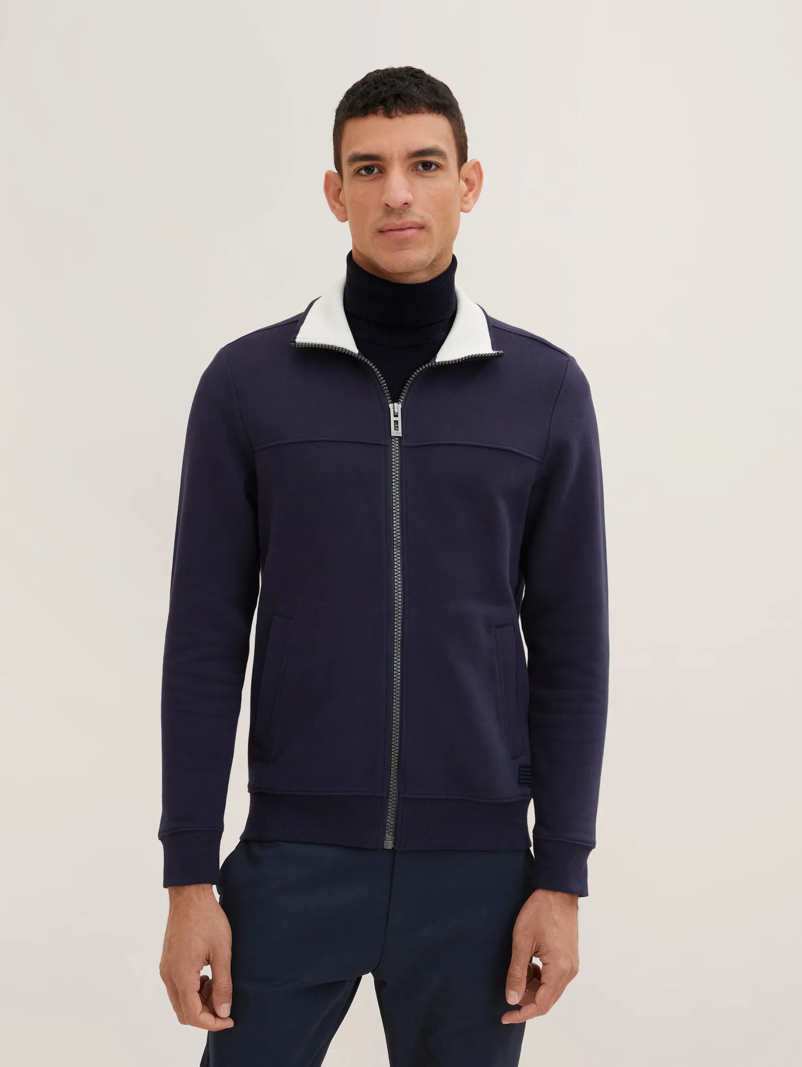 Tom Tailor Navy Jacket With Decorative Stitching