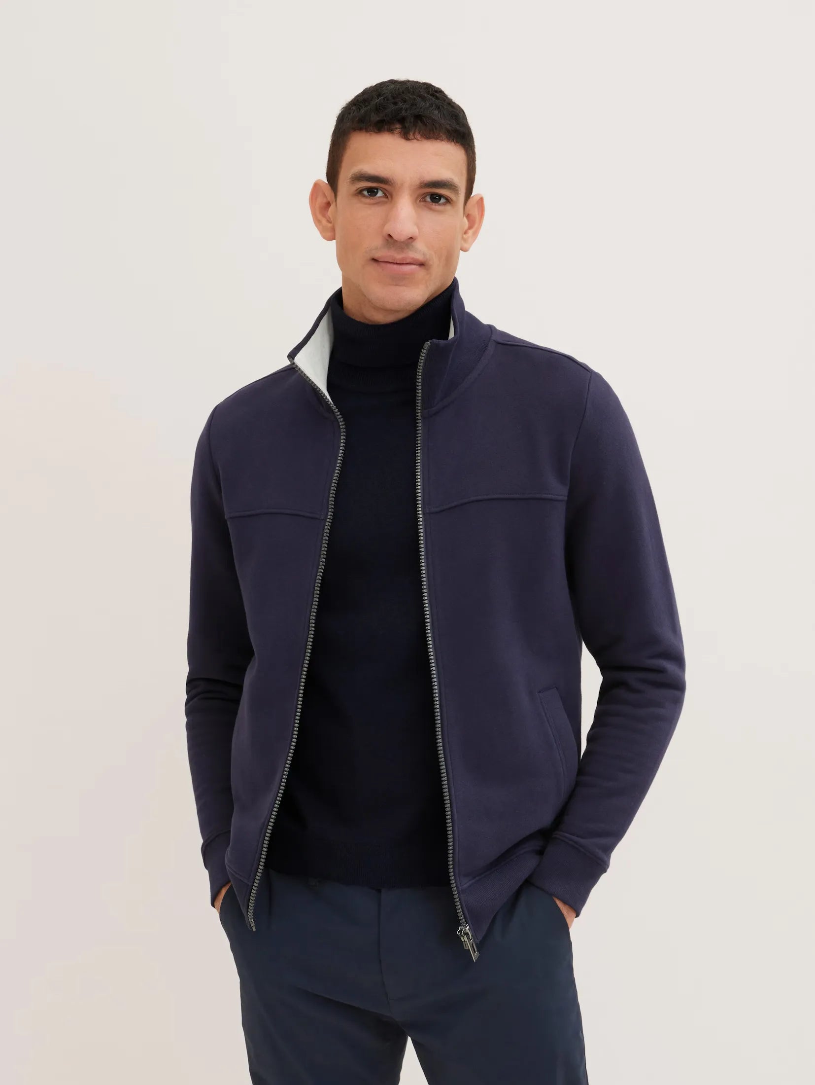 Tom Tailor Navy Jacket With Decorative Stitching