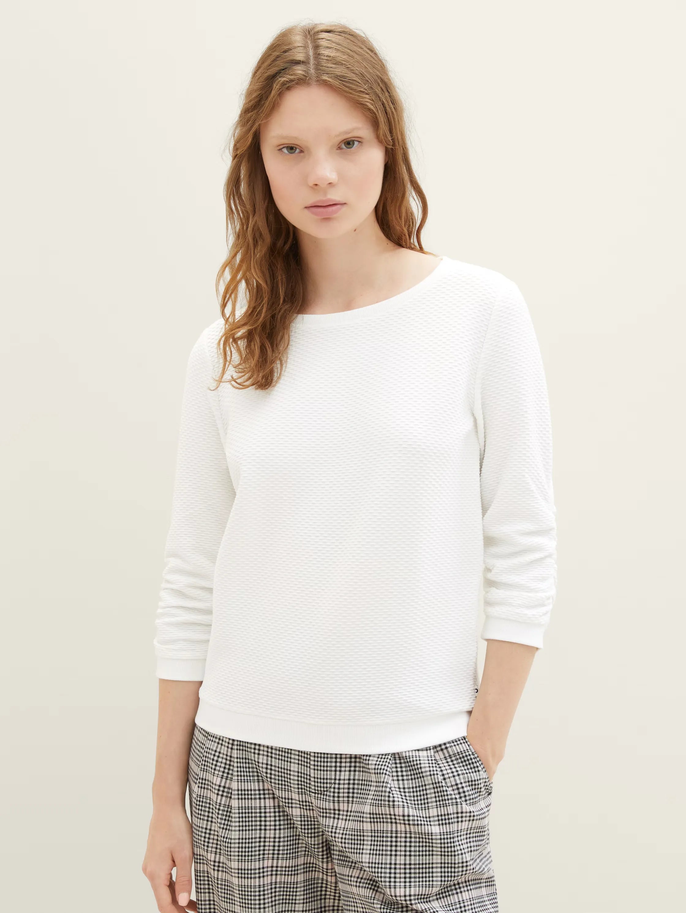 Tom Tailor Off White Textured Sweater