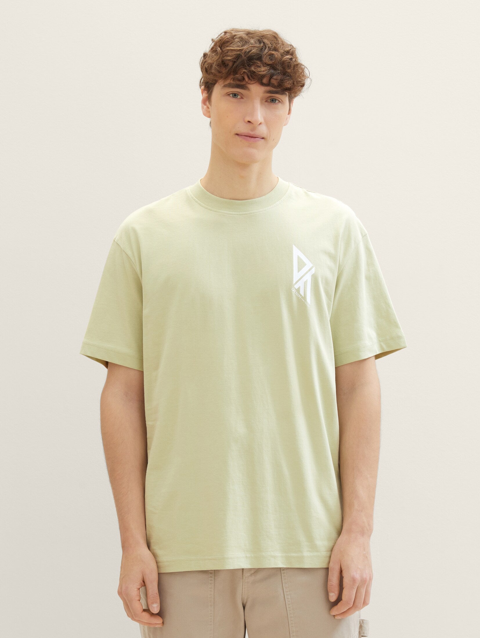 Tom Tailor Light Khaki T-Shirt With Logo Print