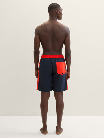 Tom Tailor Navy Swimming Short With Sides Color Design