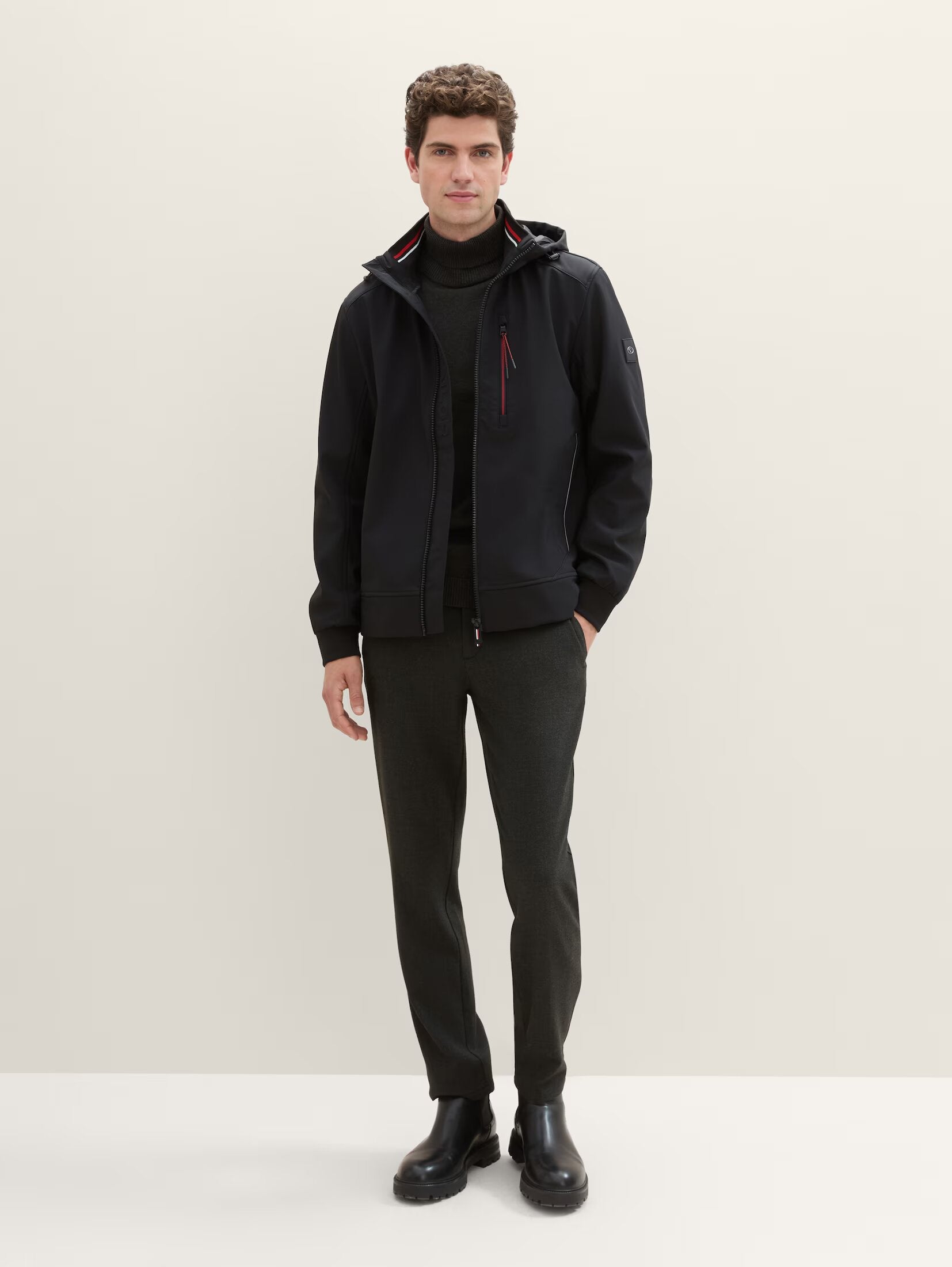 Soft Shell Black jacket With A Hood