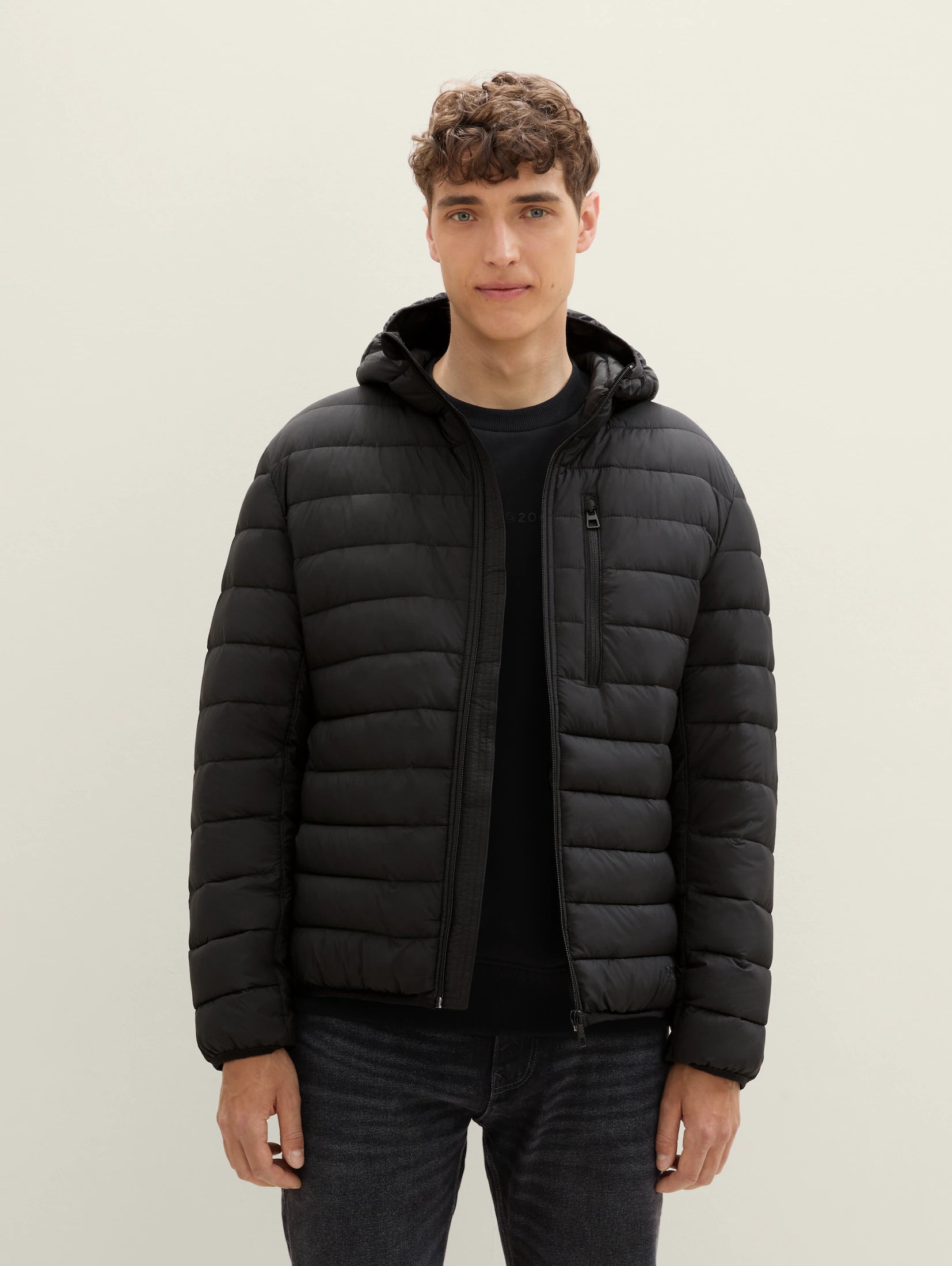 Tom Tailor Thin Black Jacket With Hood