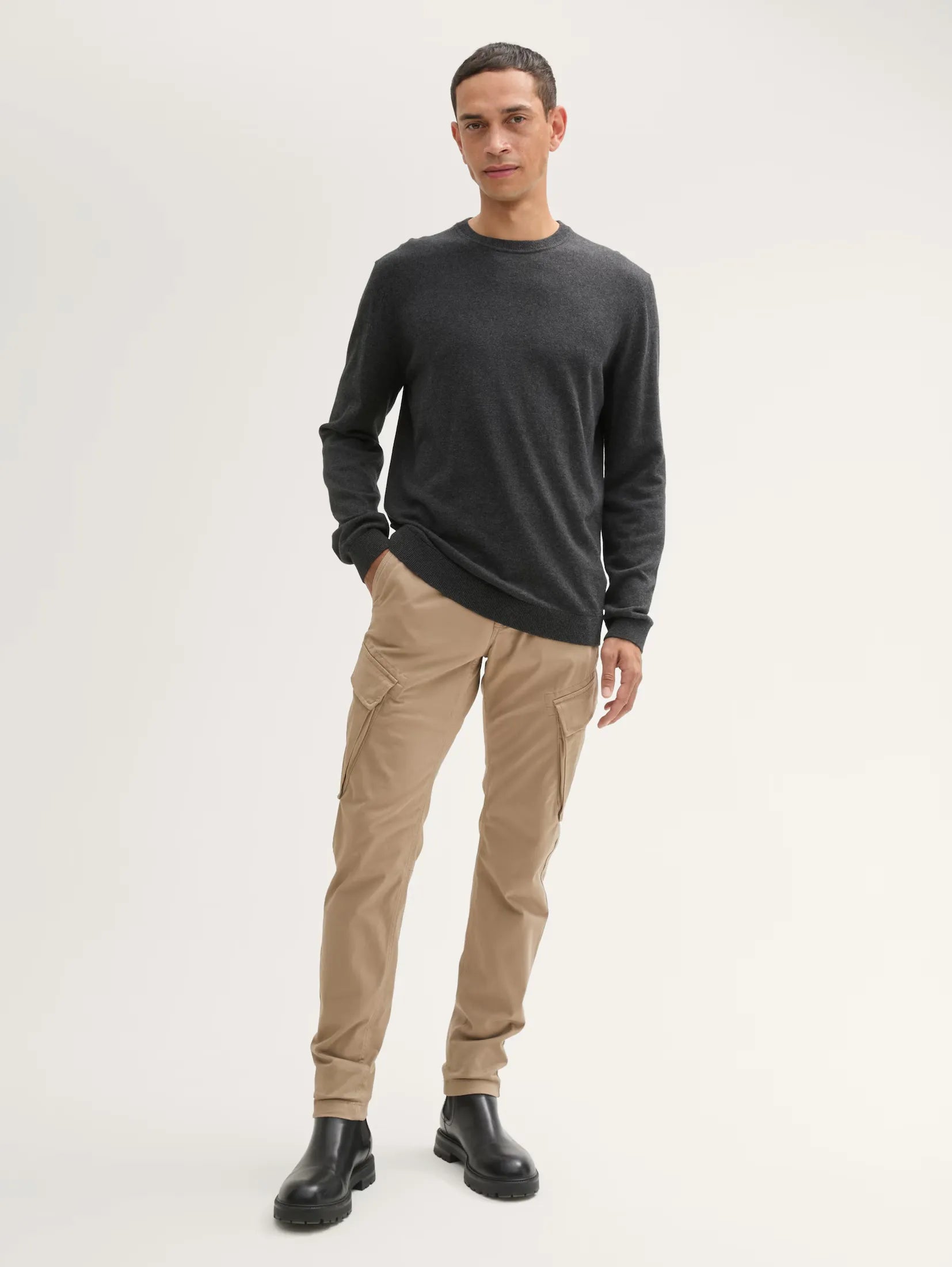 Tom Tailor Soft Tapered Light Beige Cargo Pants