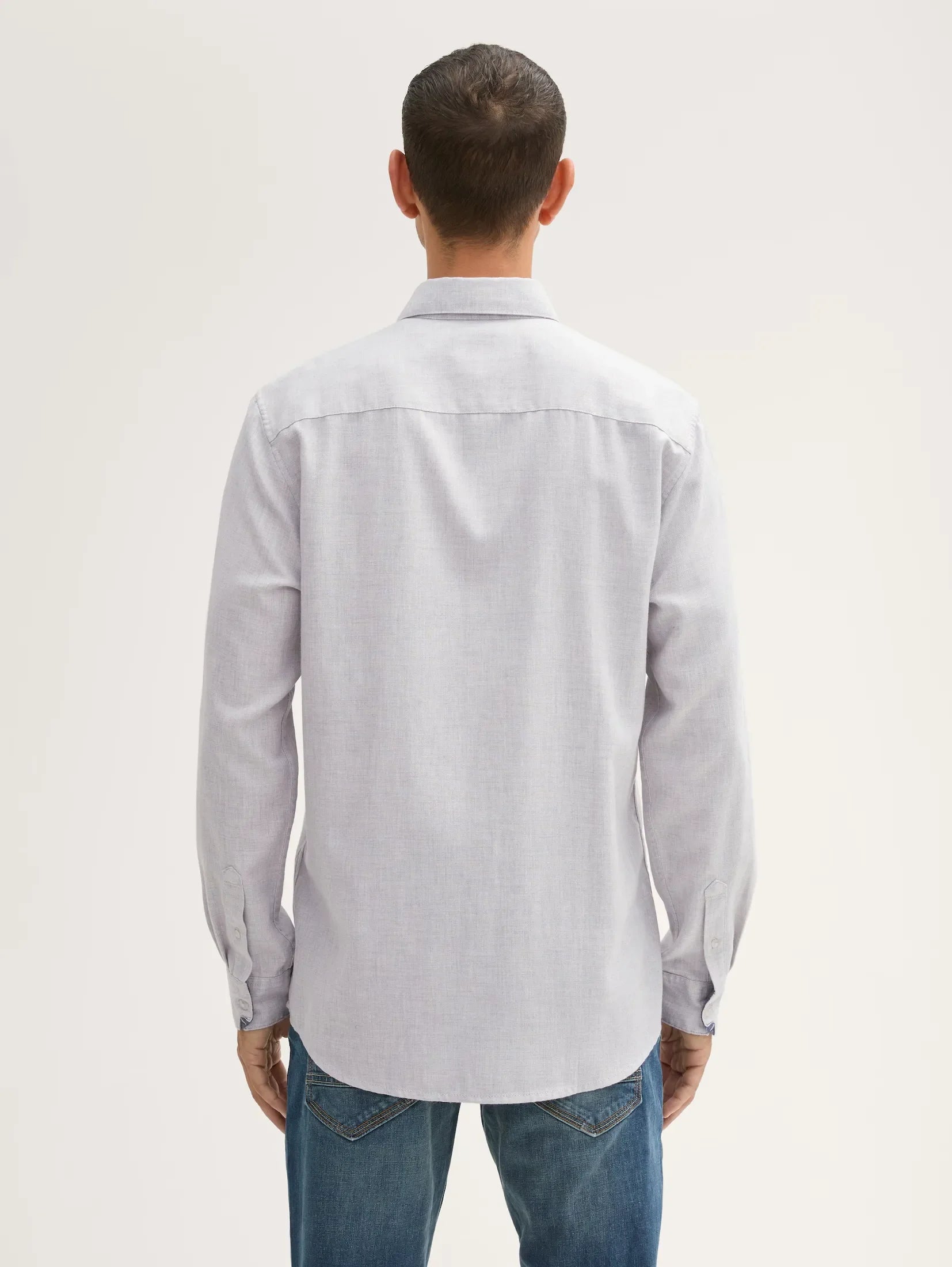 Tom Tailor Light Stone Grey Shirt With A Mélange Look