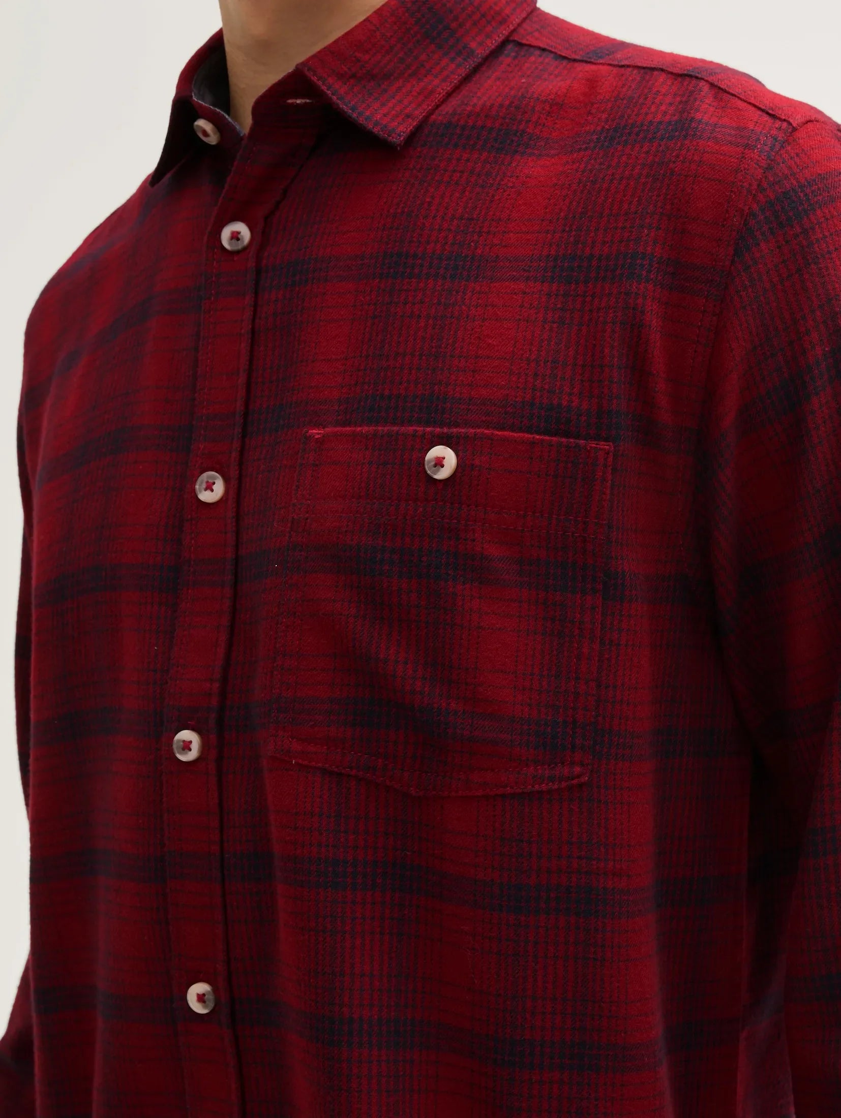 Tom Tailor Burgundy Shirt In A Checked Pattern