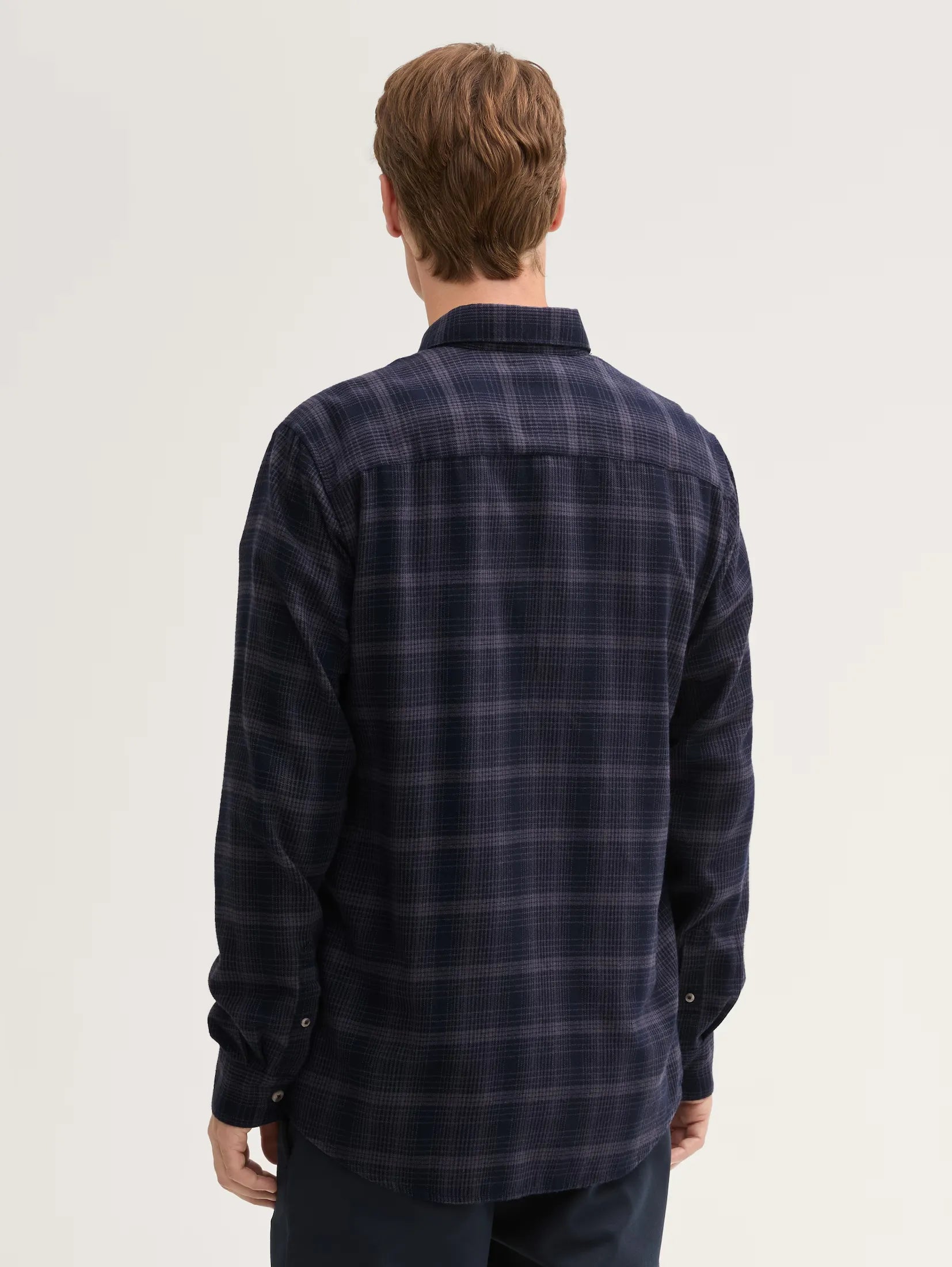 Tom Tailor Navy Tonal Shirt In A Checked Pattern