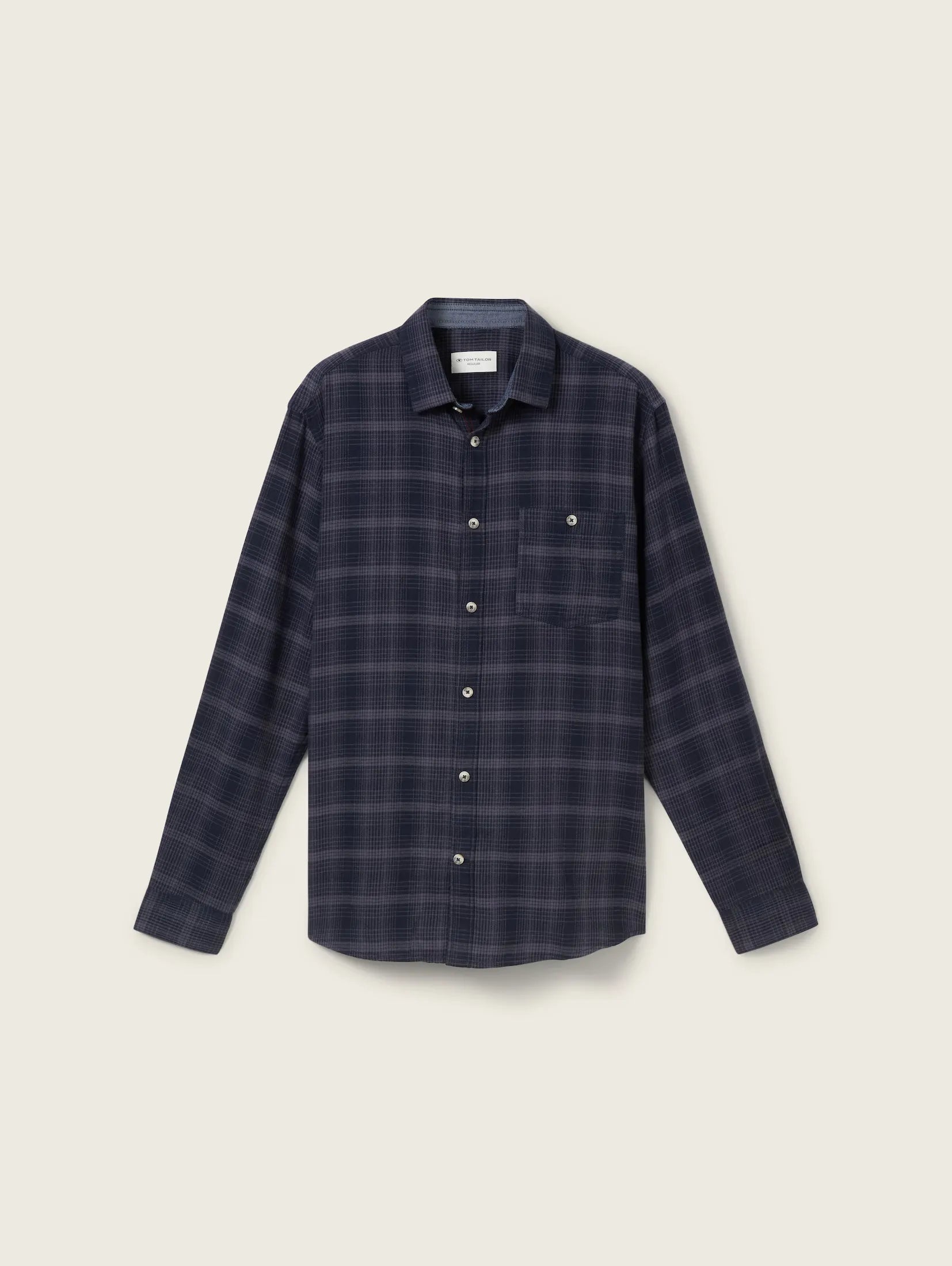 Tom Tailor Navy Tonal Shirt In A Checked Pattern