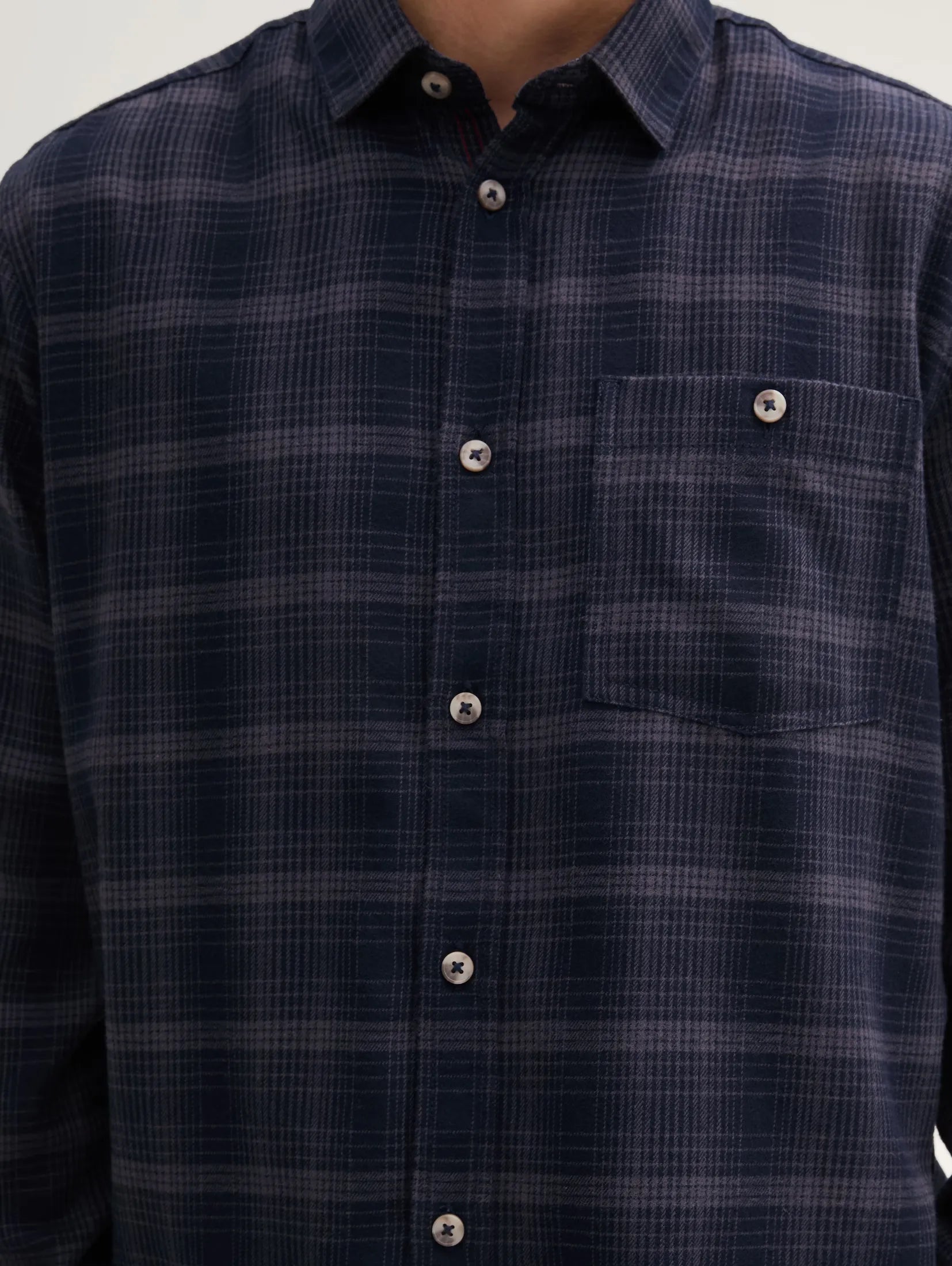 Tom Tailor Navy Tonal Shirt In A Checked Pattern