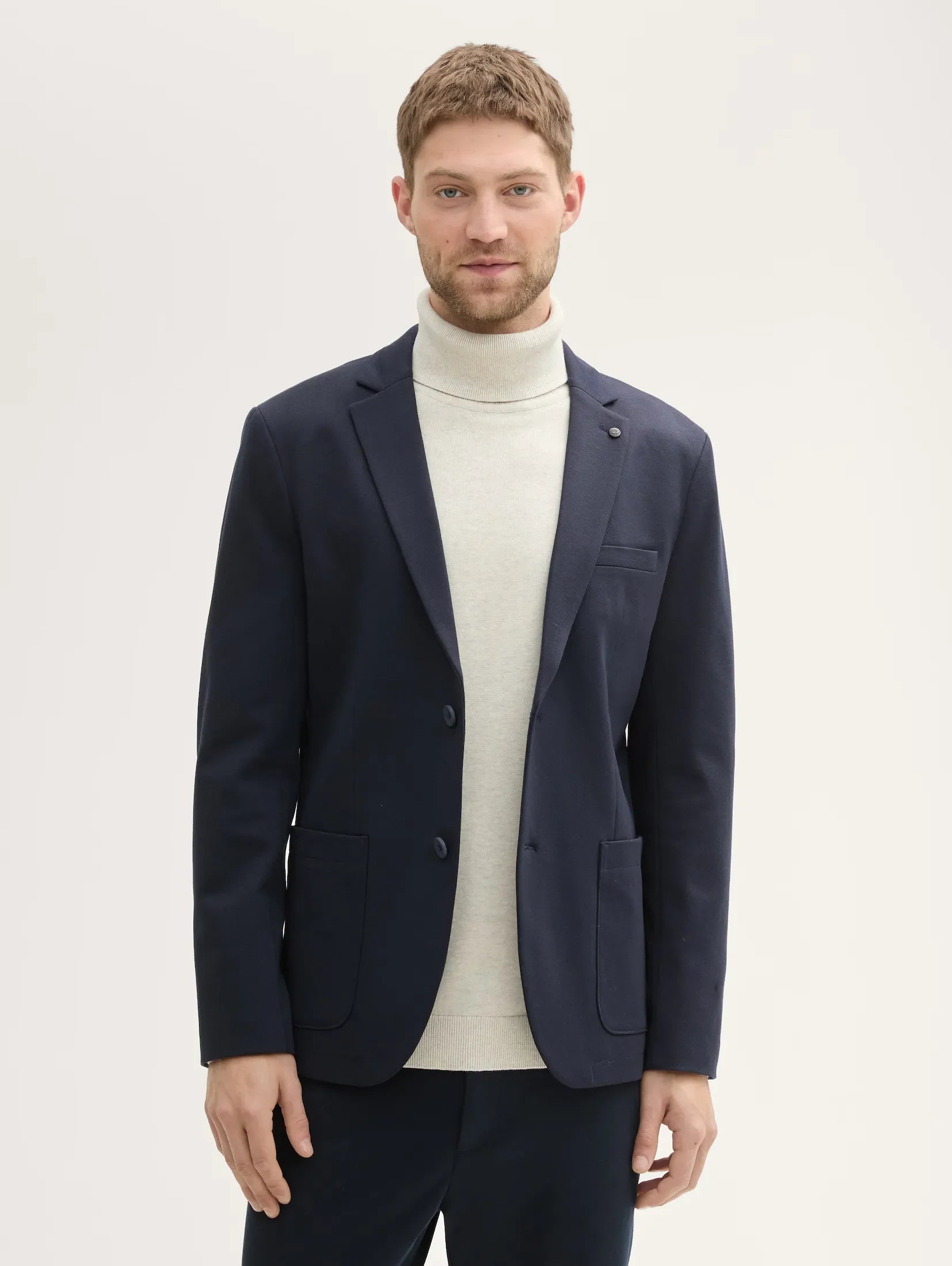 Tom Tailor Navy Jacket With A Pique Texture