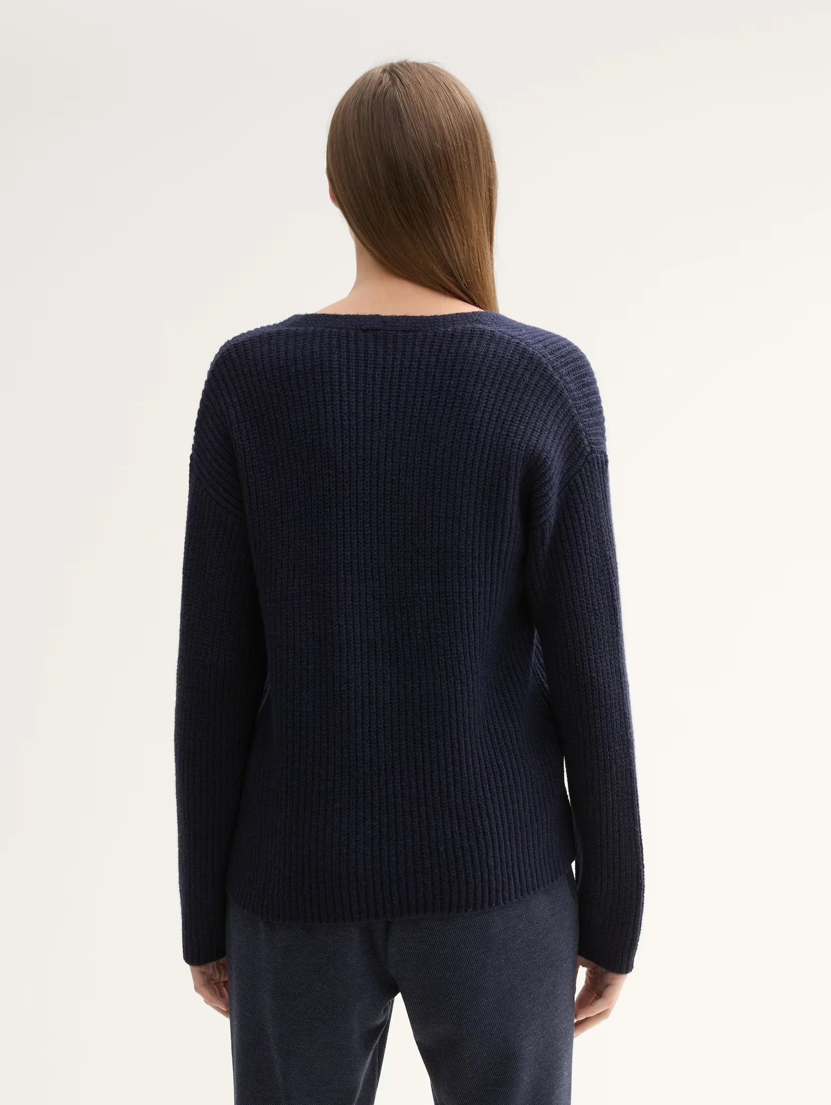 Tom Tailor Knitted V- Neck Navy Sweater