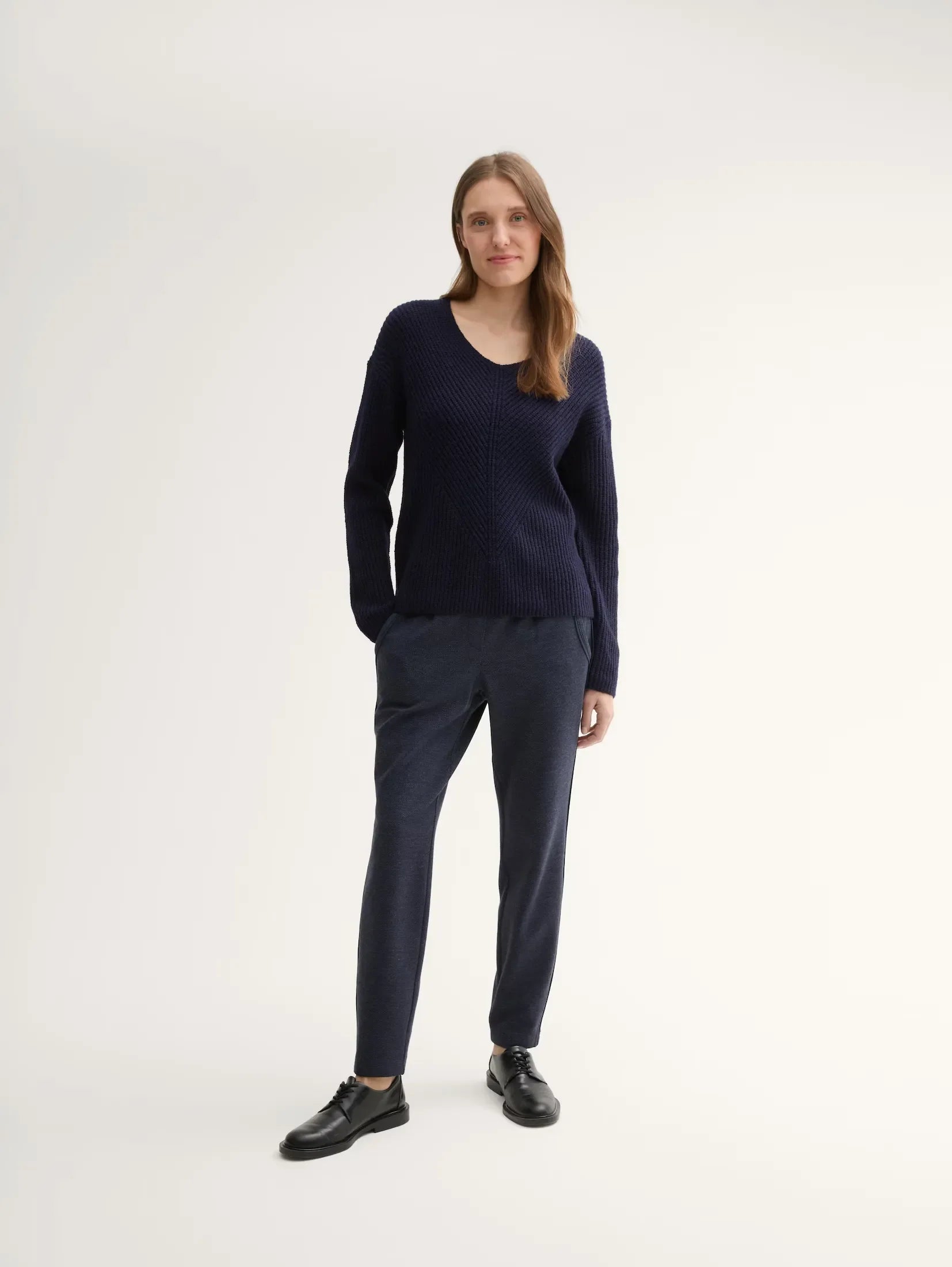 Tom Tailor Knitted V- Neck Navy Sweater