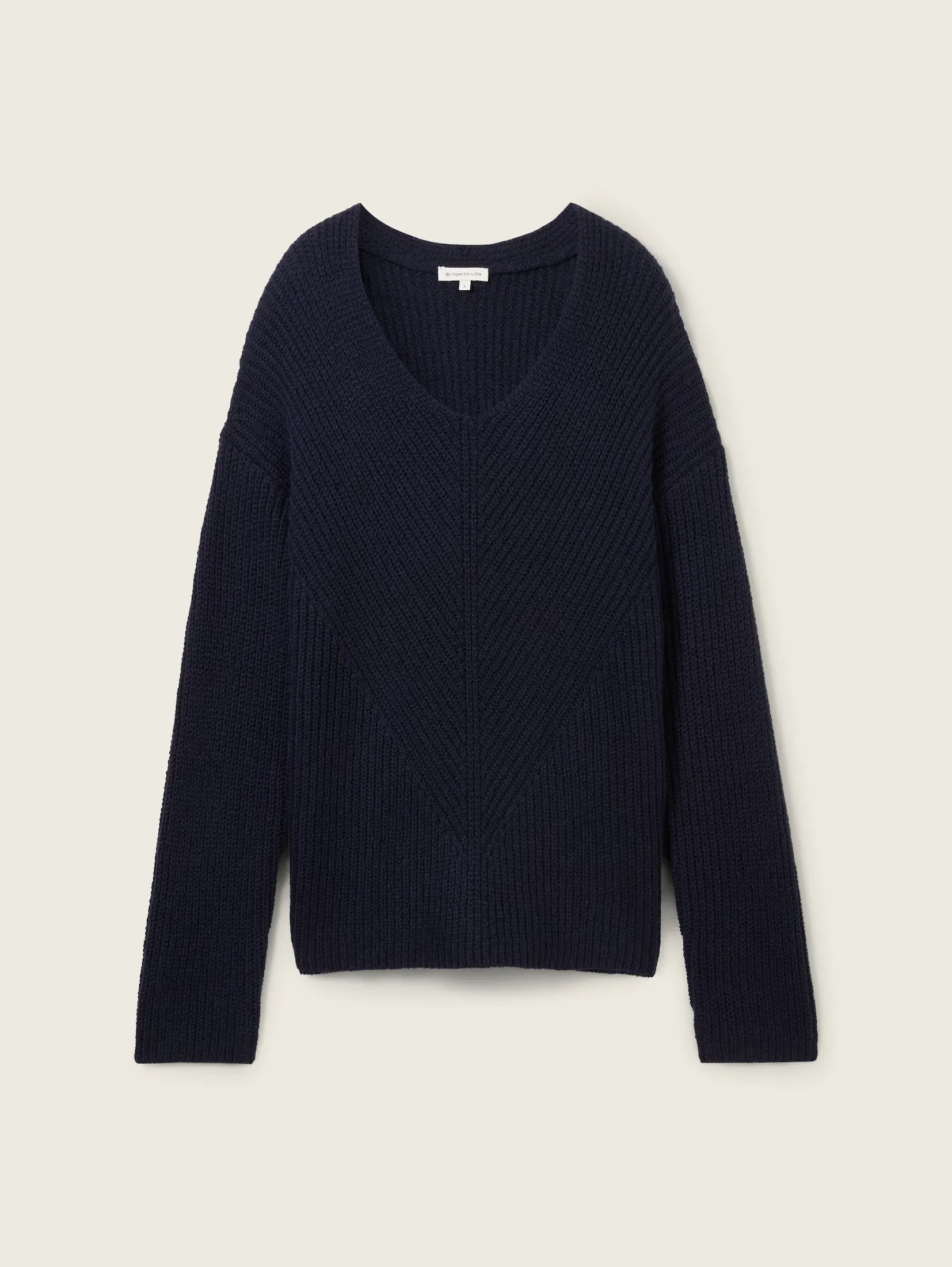 Tom Tailor Knitted V- Neck Navy Sweater