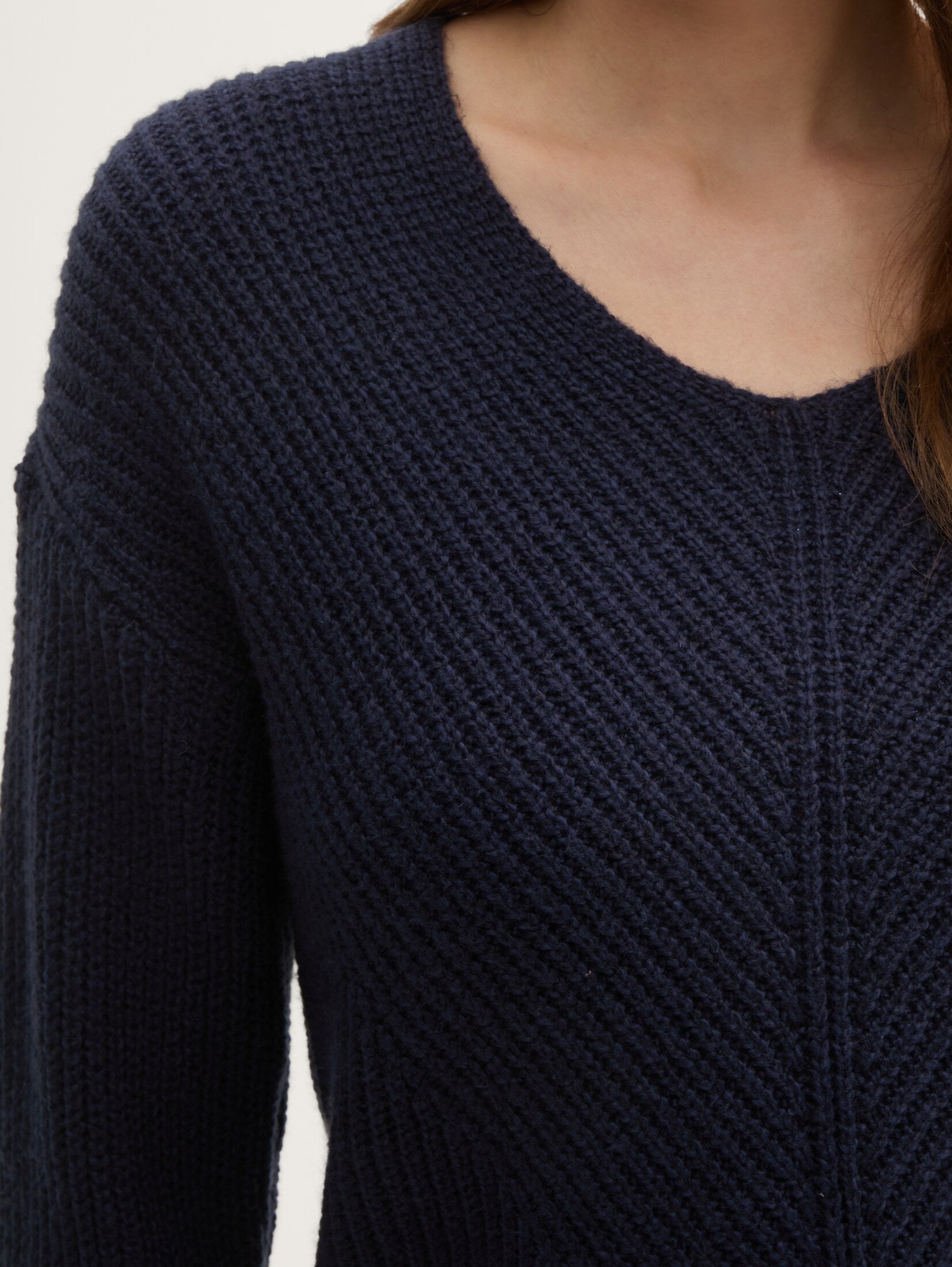 Tom Tailor Knitted V- Neck Navy Sweater