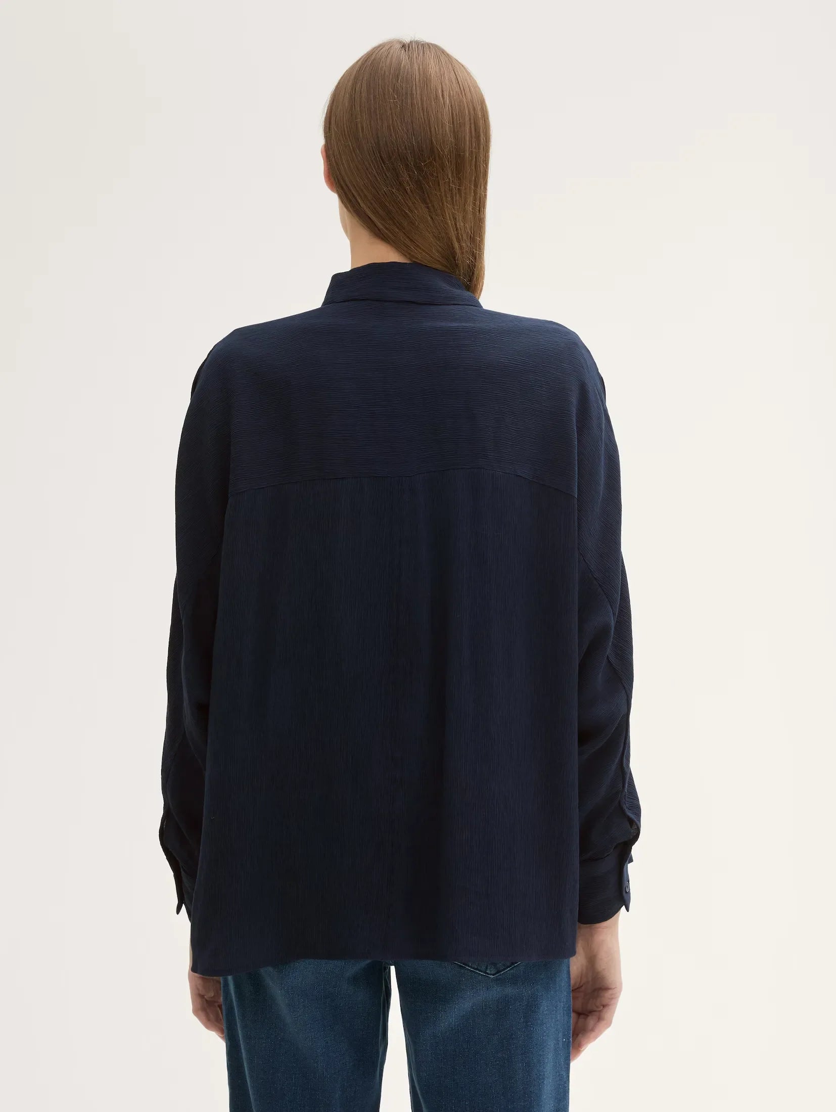 Tom Tailor Oversized Textured Navy Shirt