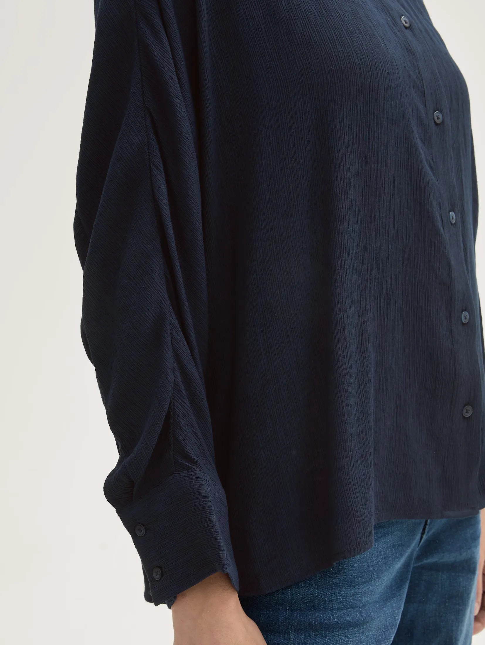 Tom Tailor Oversized Textured Navy Shirt