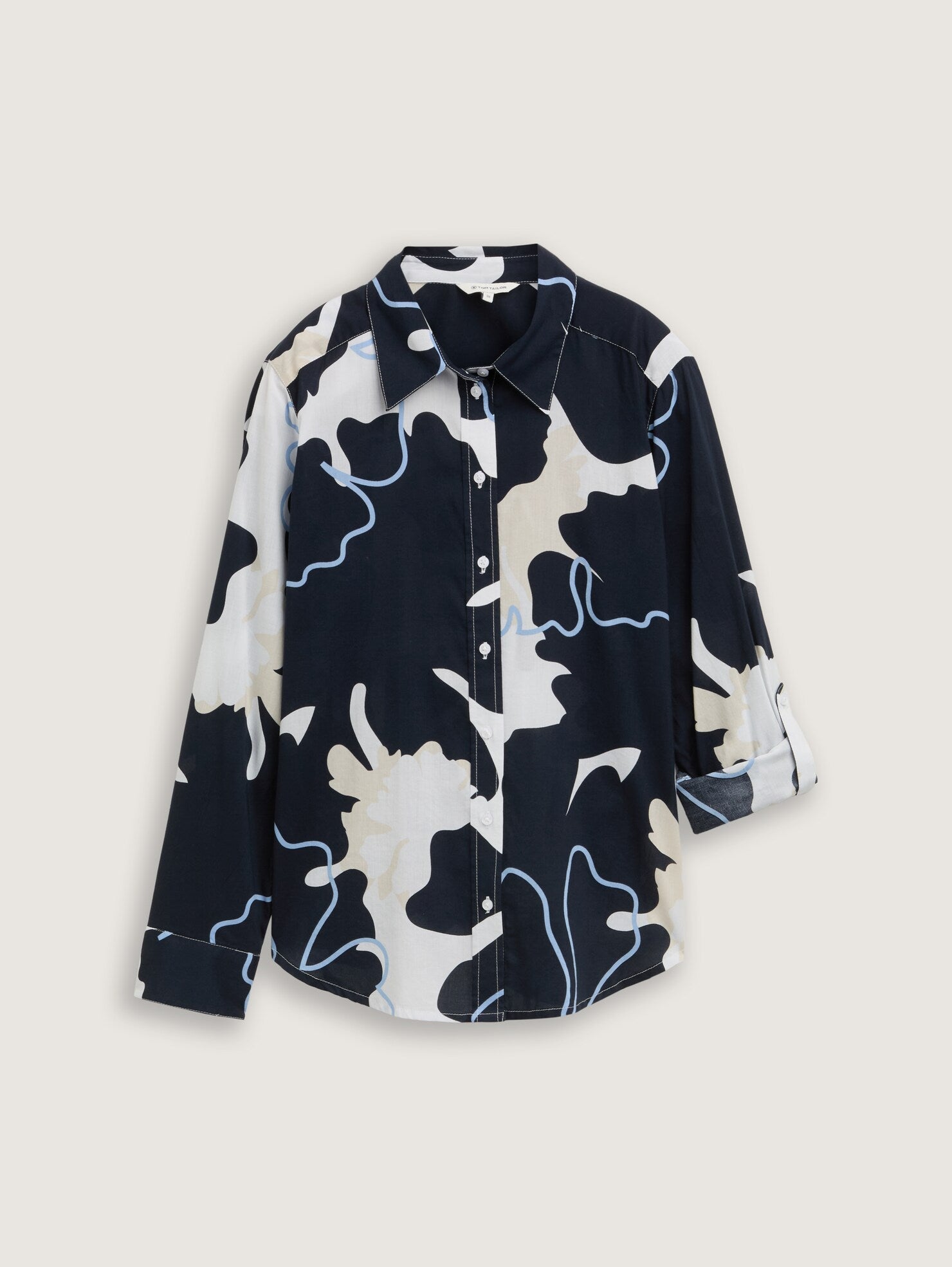 Tom Tailor Navy Shirt With Floral Shapes Design