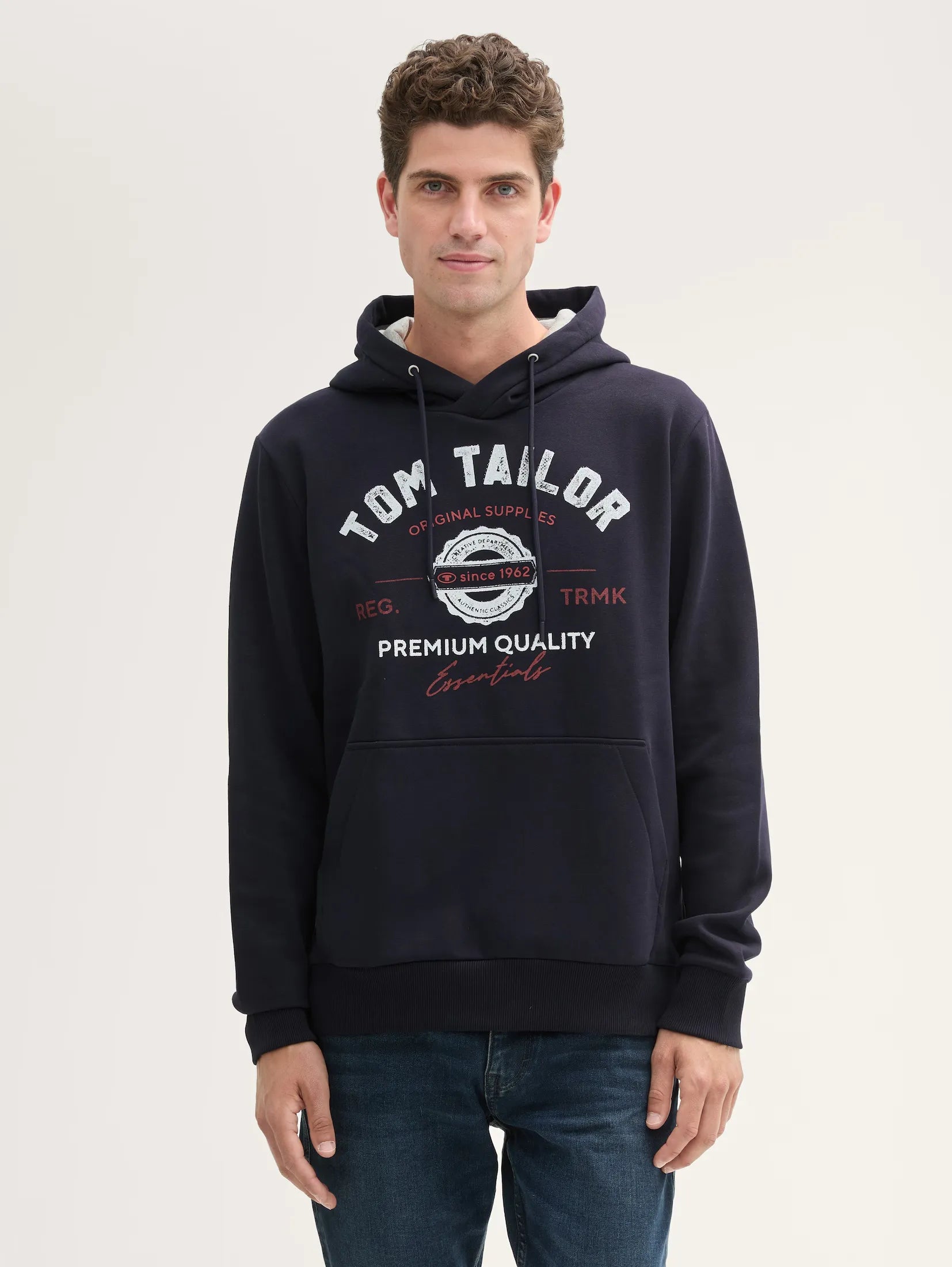 Tom Tailor Navy Hoodie With Front Logo