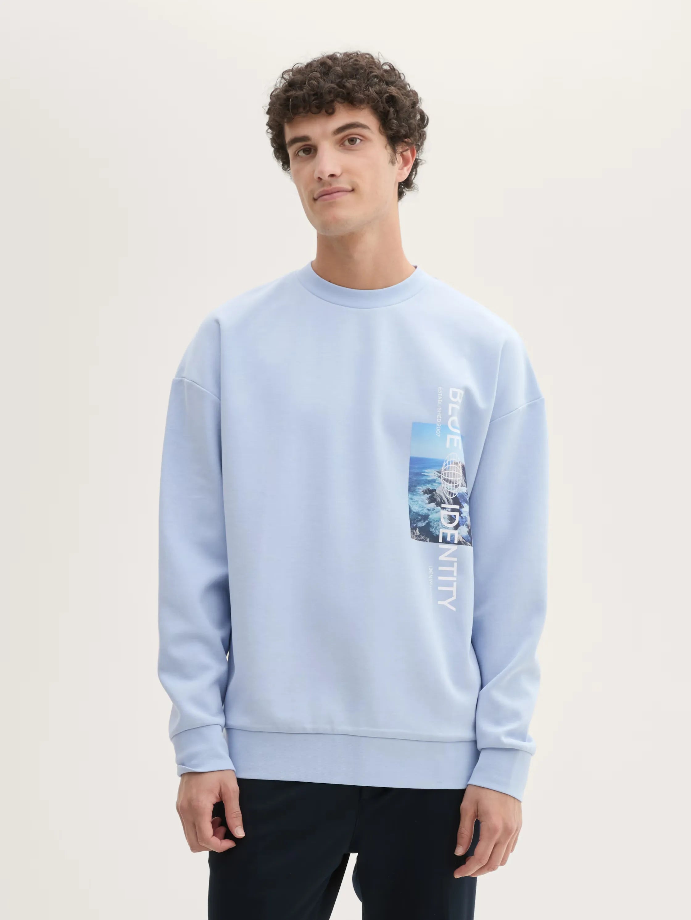 Tom Tailor Relaxed Blue Sweatshirt With Print