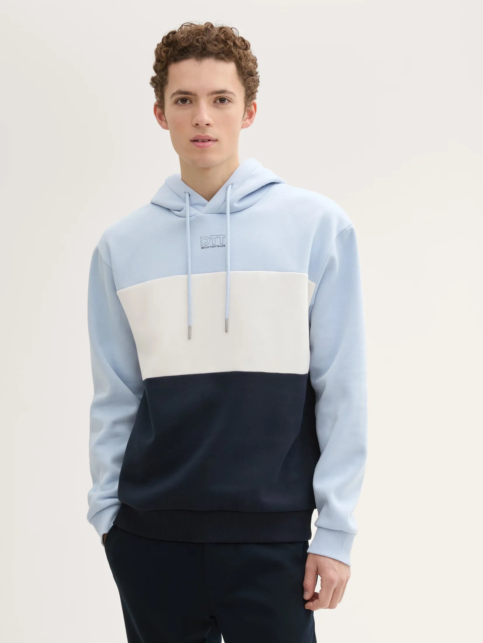 Tom Tailor Block Blue Hoodie With Print