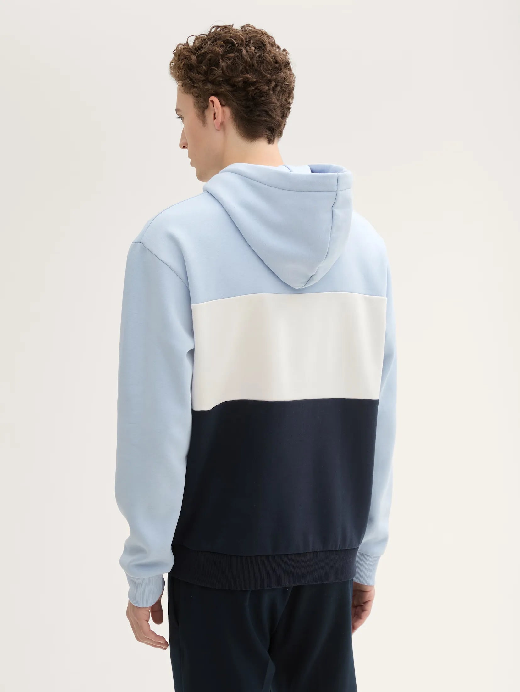 Tom Tailor Block Blue Hoodie With Print