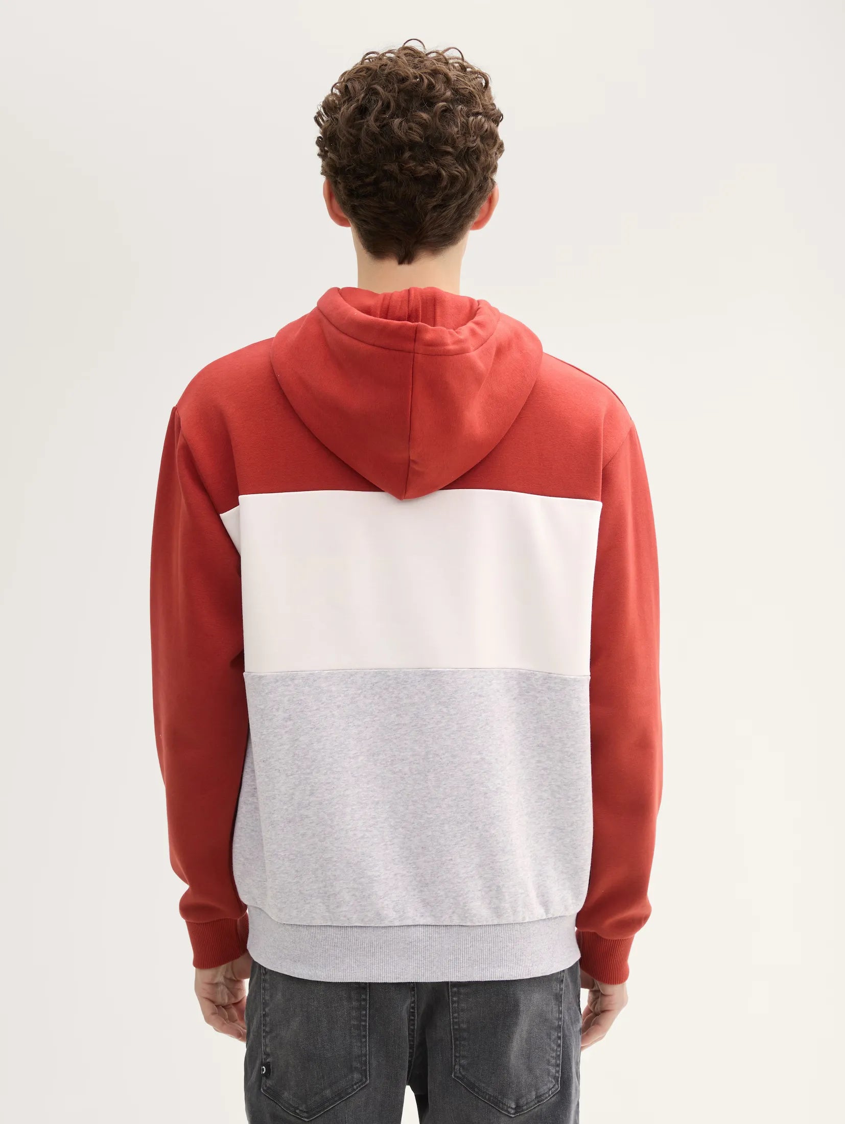 Tom Tailor Block Red Hoodie With Print