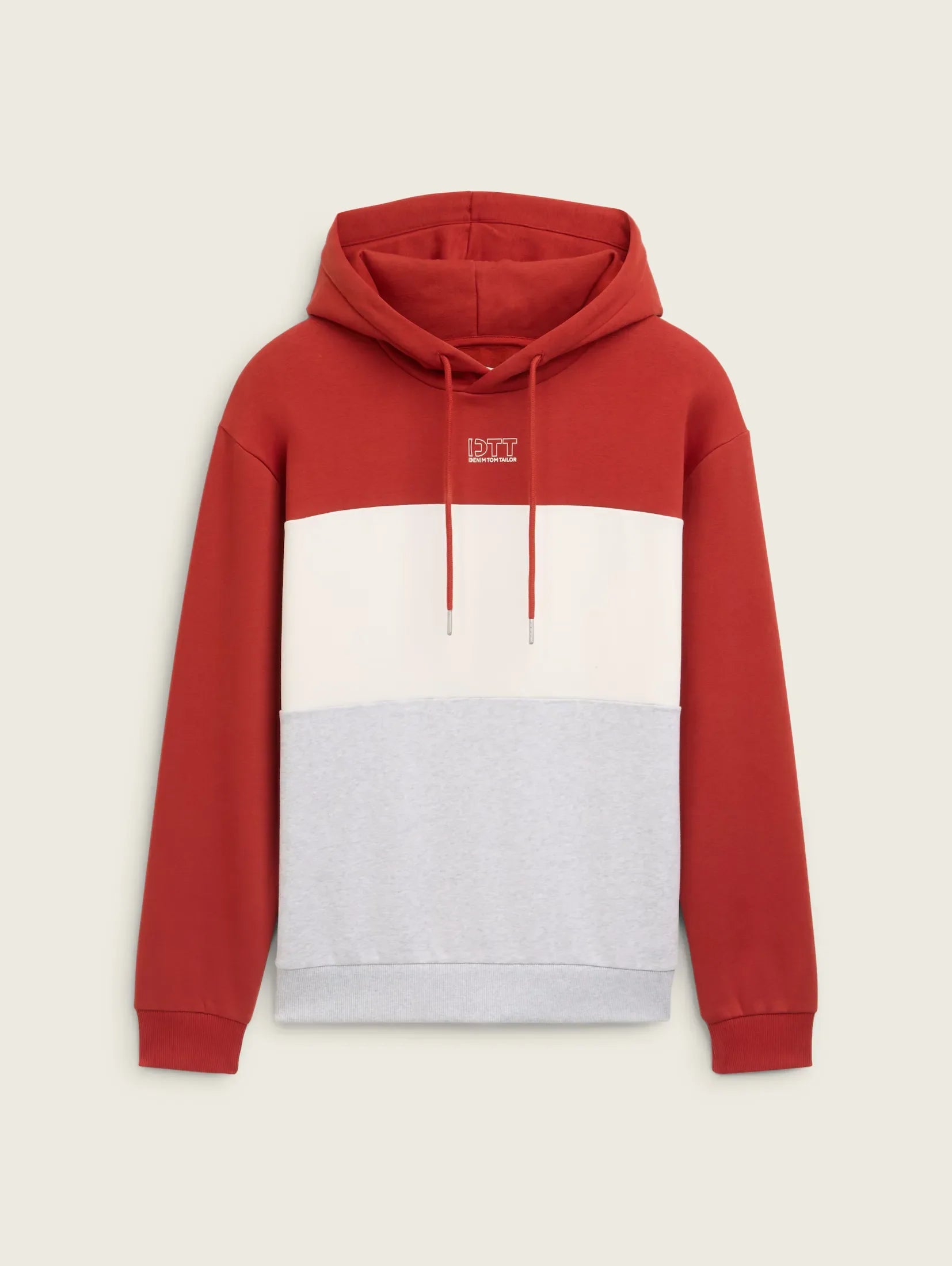 Tom Tailor Block Red Hoodie With Print