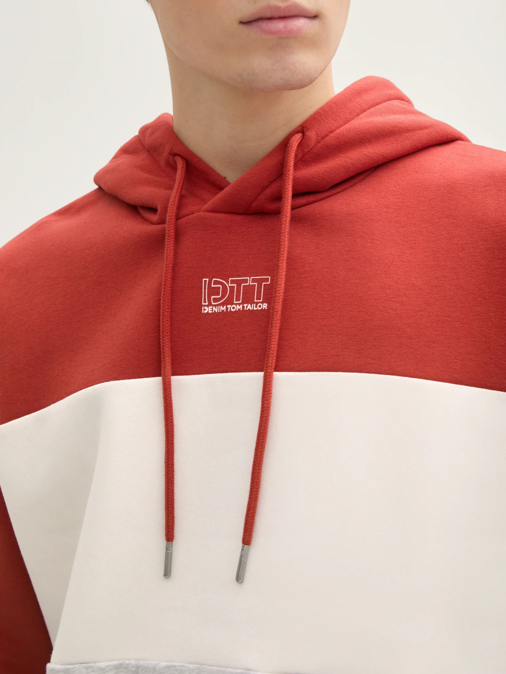 Tom Tailor Block Red Hoodie With Print