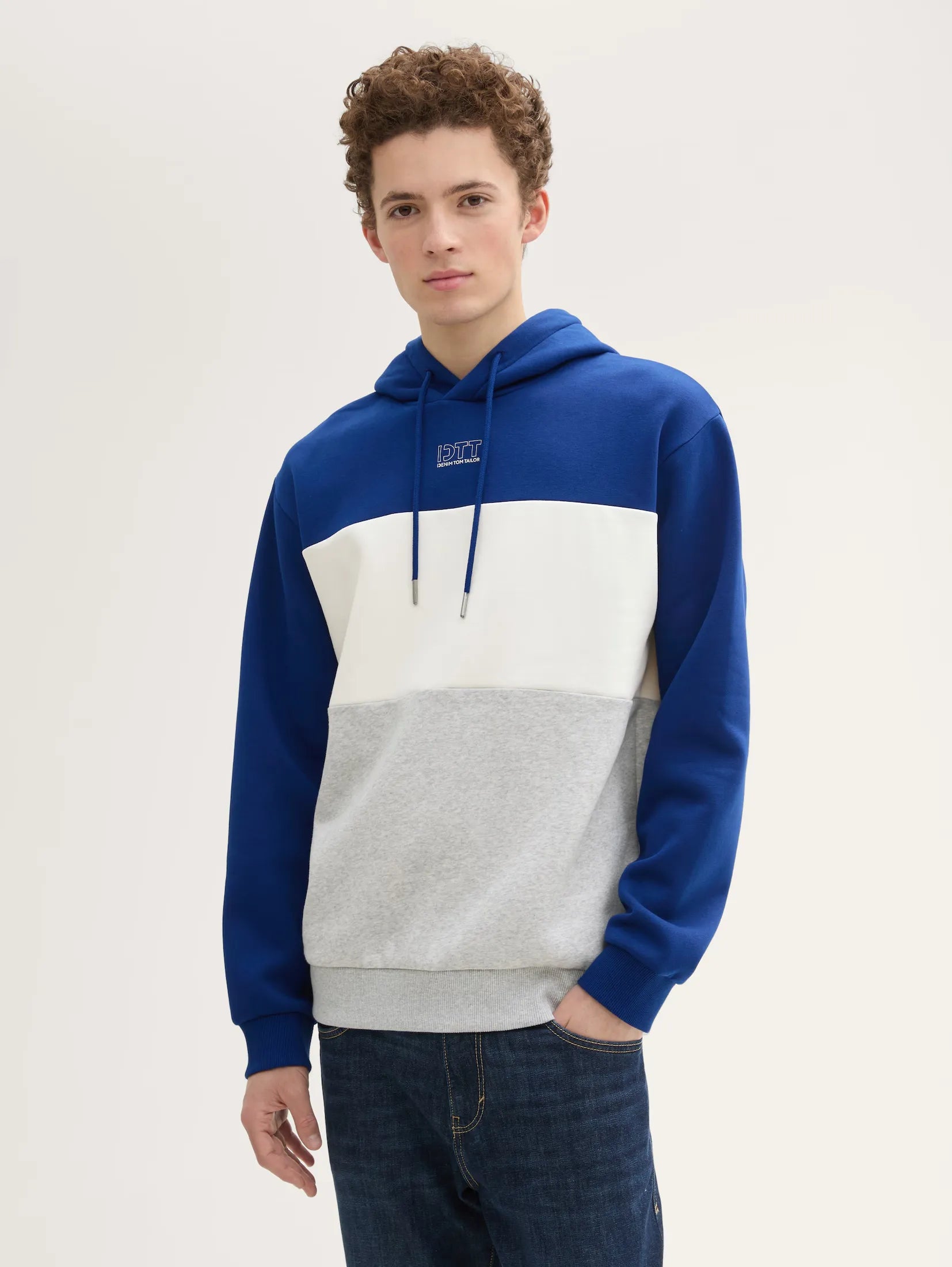 Tom Tailor Block Dark Blue Hoodie With Print