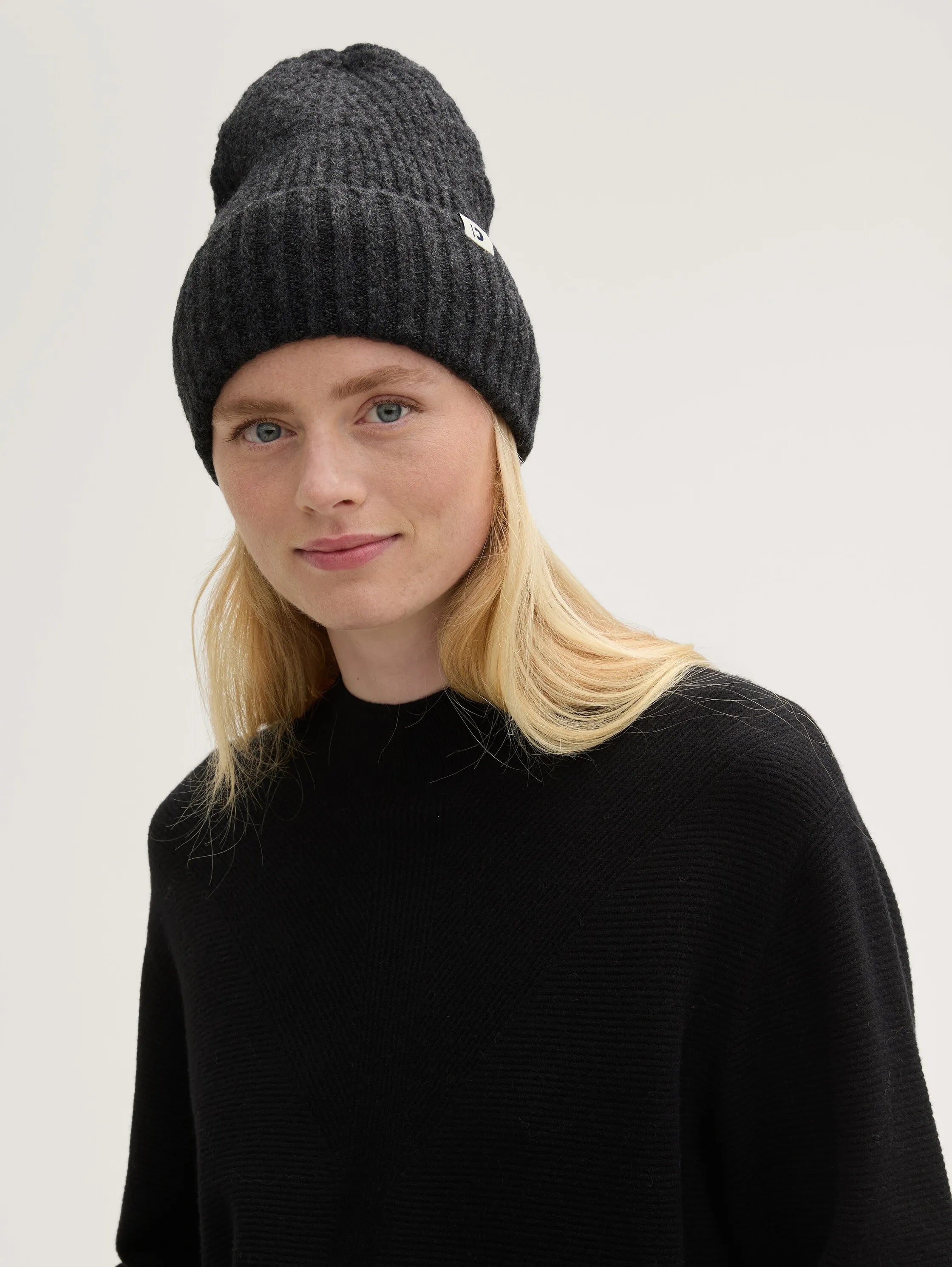 Tom Tailor Ribbed Beanies Dark Grey Hat