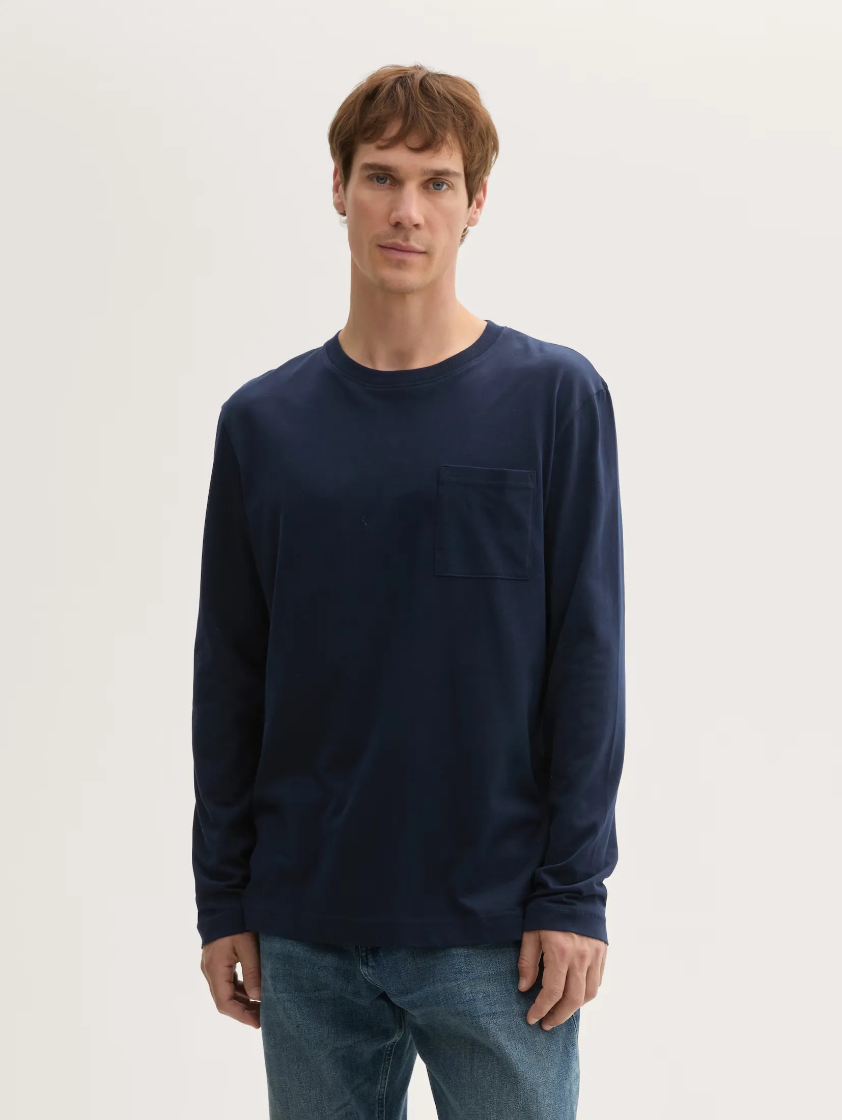 Tom Tailor Long Sleeved Navy T-shirt With Organic Cotton