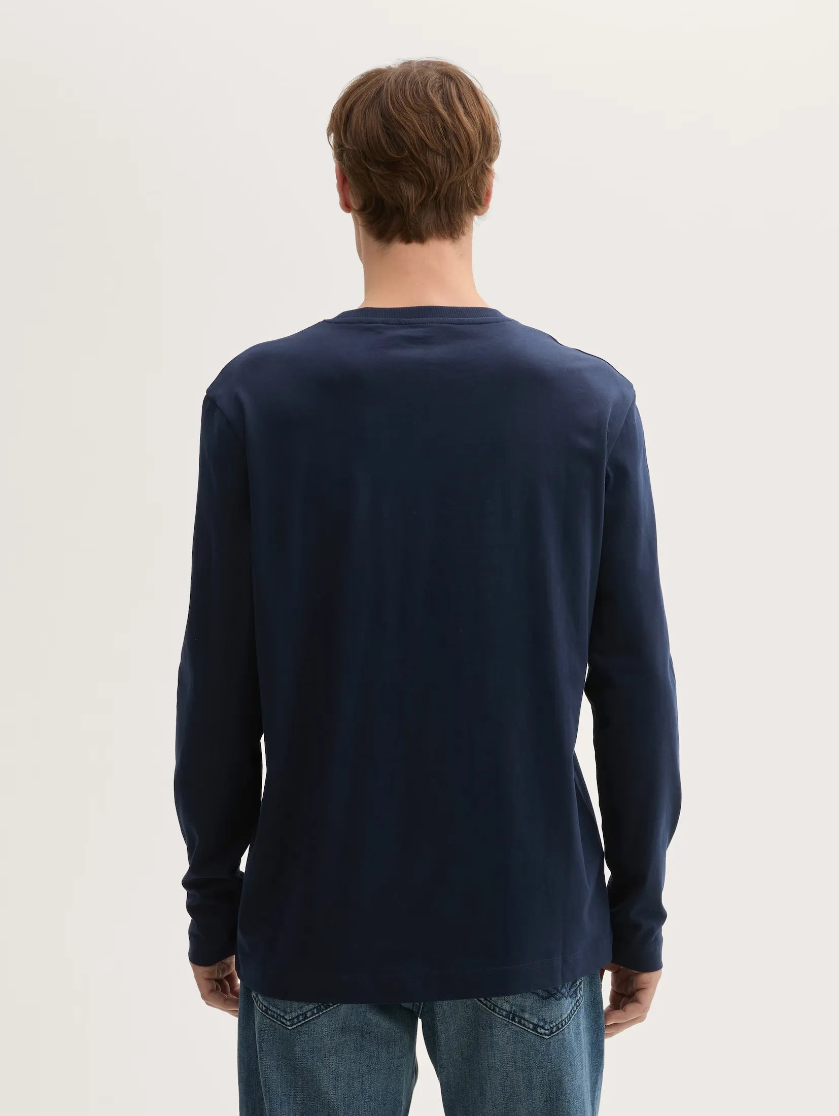 Tom Tailor Long Sleeved Navy T-shirt With Organic Cotton