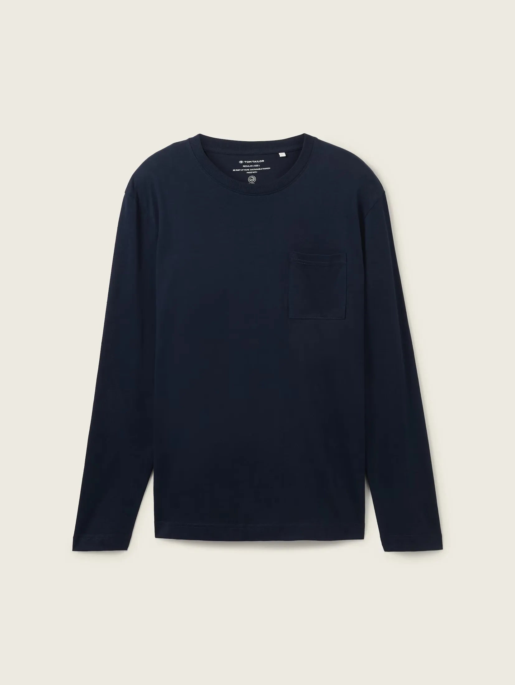 Tom Tailor Long Sleeved Navy T-shirt With Organic Cotton