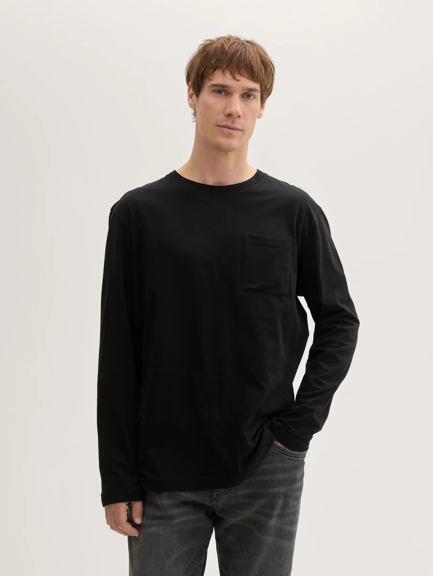 Tom Tailor Long Sleeved Black T-shirt With Organic Cotton