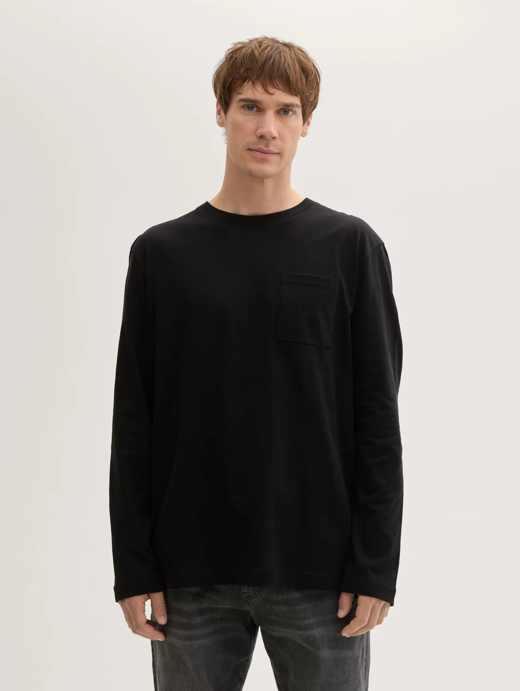 Tom Tailor Long Sleeved Black T-shirt With Organic Cotton