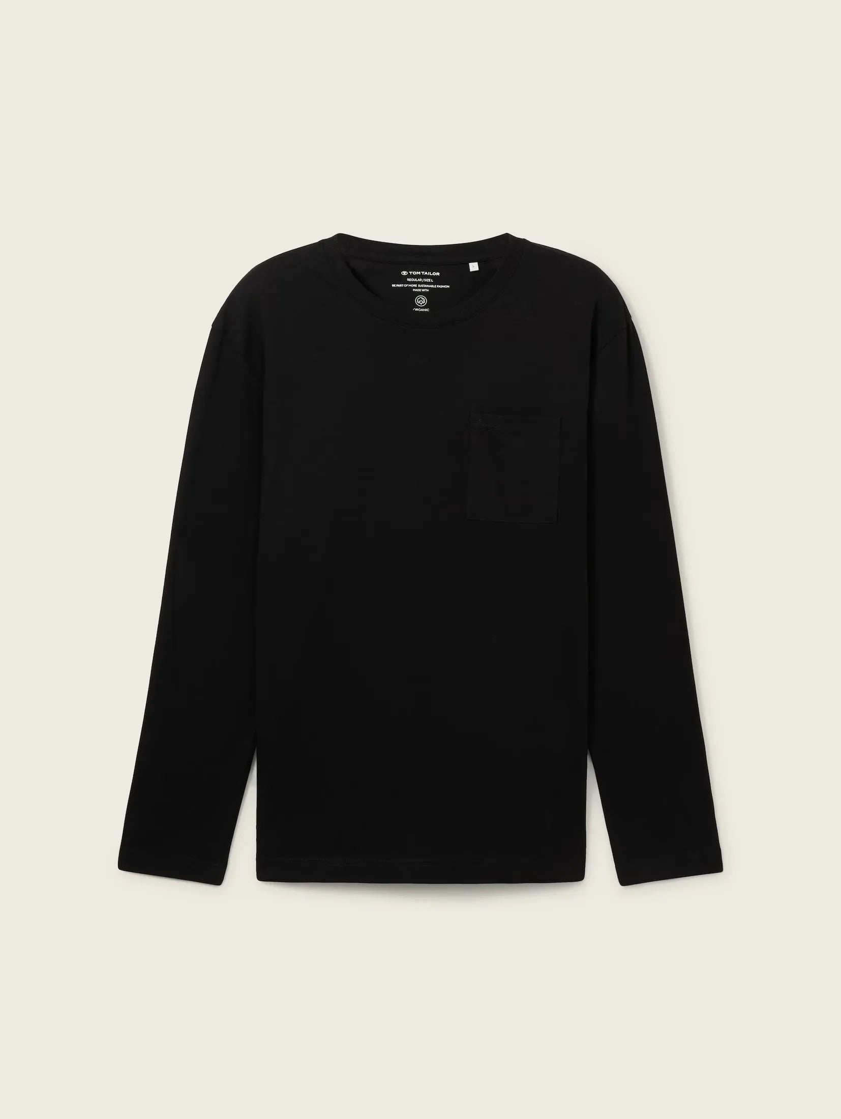 Tom Tailor Long Sleeved Black T-shirt With Organic Cotton