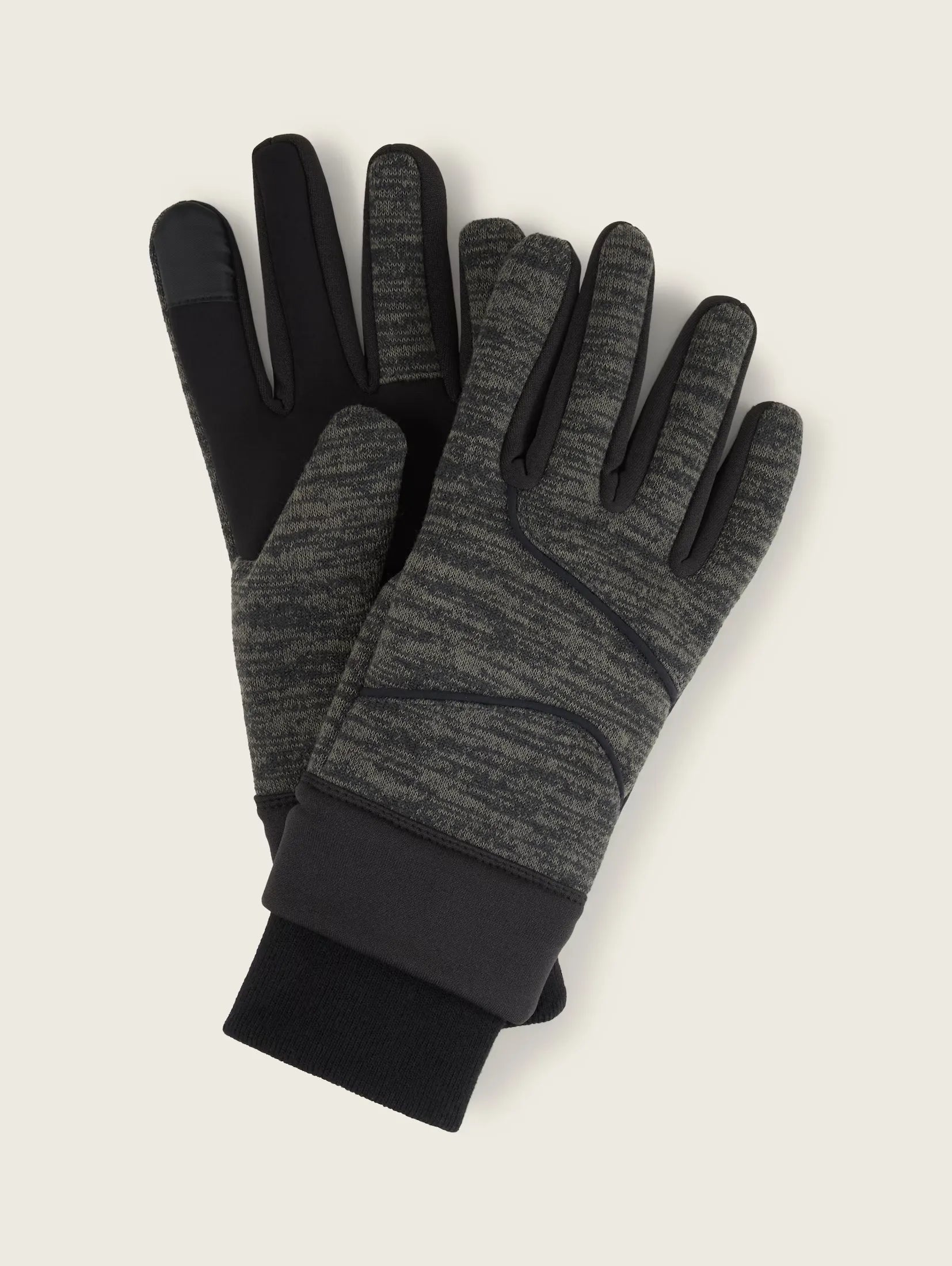 Tom Tailor Knit Touch Screen Black Grey Melange Gloves