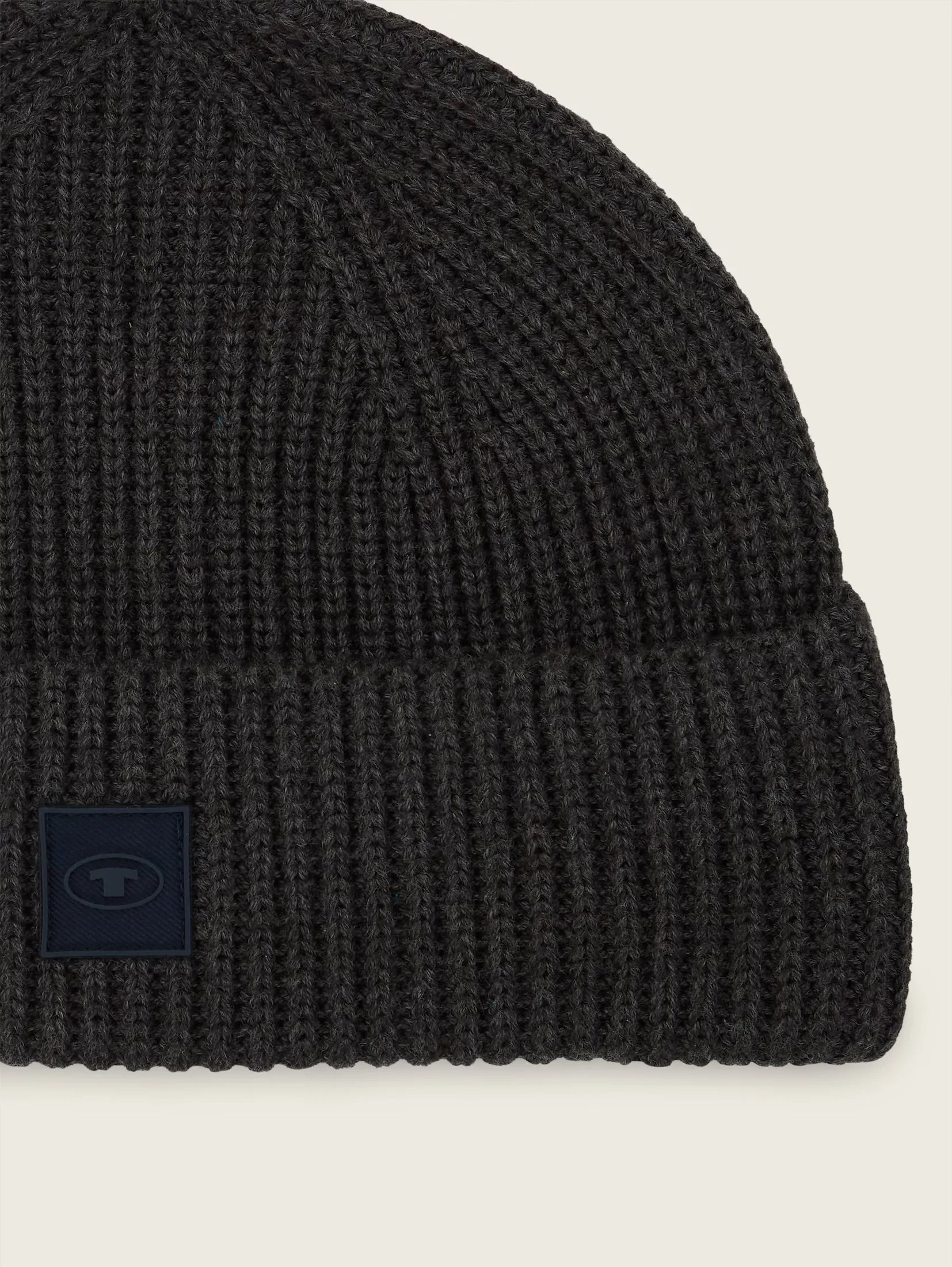 Tom Tailor Textured Knit Dark Grey Beanie