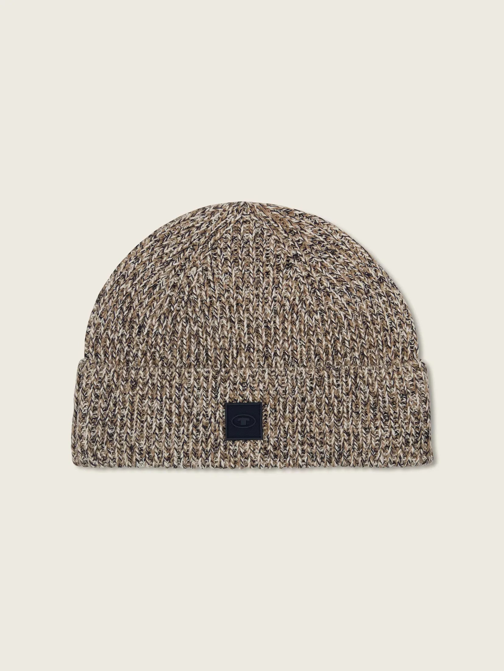 Tom Tailor Textured Knit Sand Taupe Navy Beanie