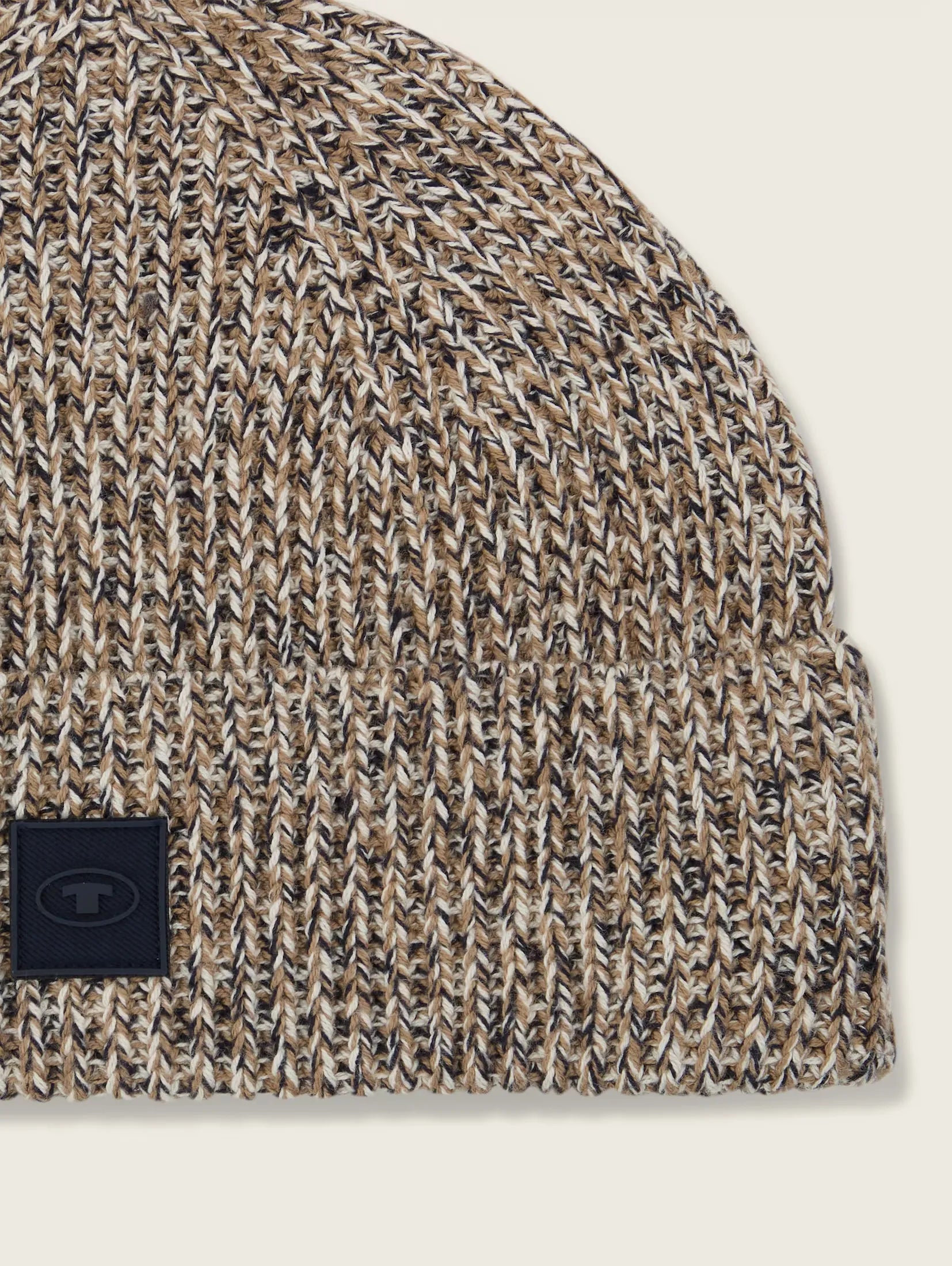 Tom Tailor Textured Knit Sand Taupe Navy Beanie