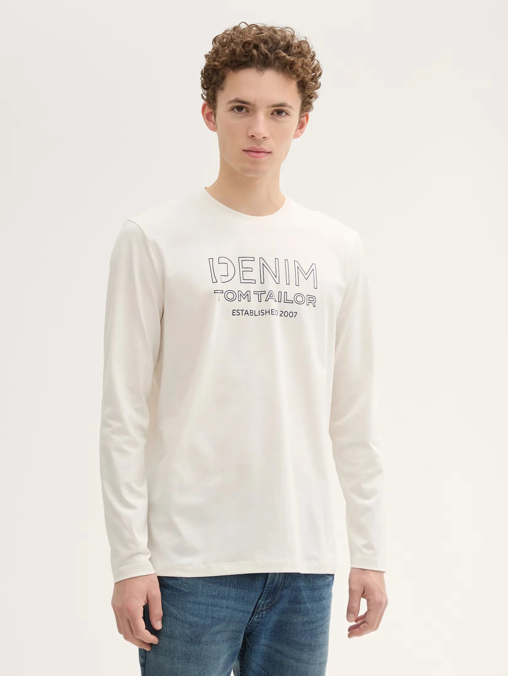 Tom Tailor Long Sleeved White T-shirt With Front Logo design