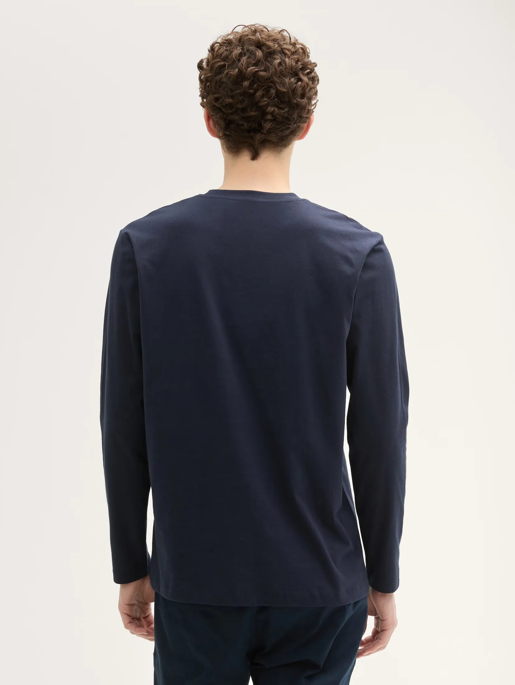 Tom Tailor Long Sleeved Navy T-shirt With Front Logo design