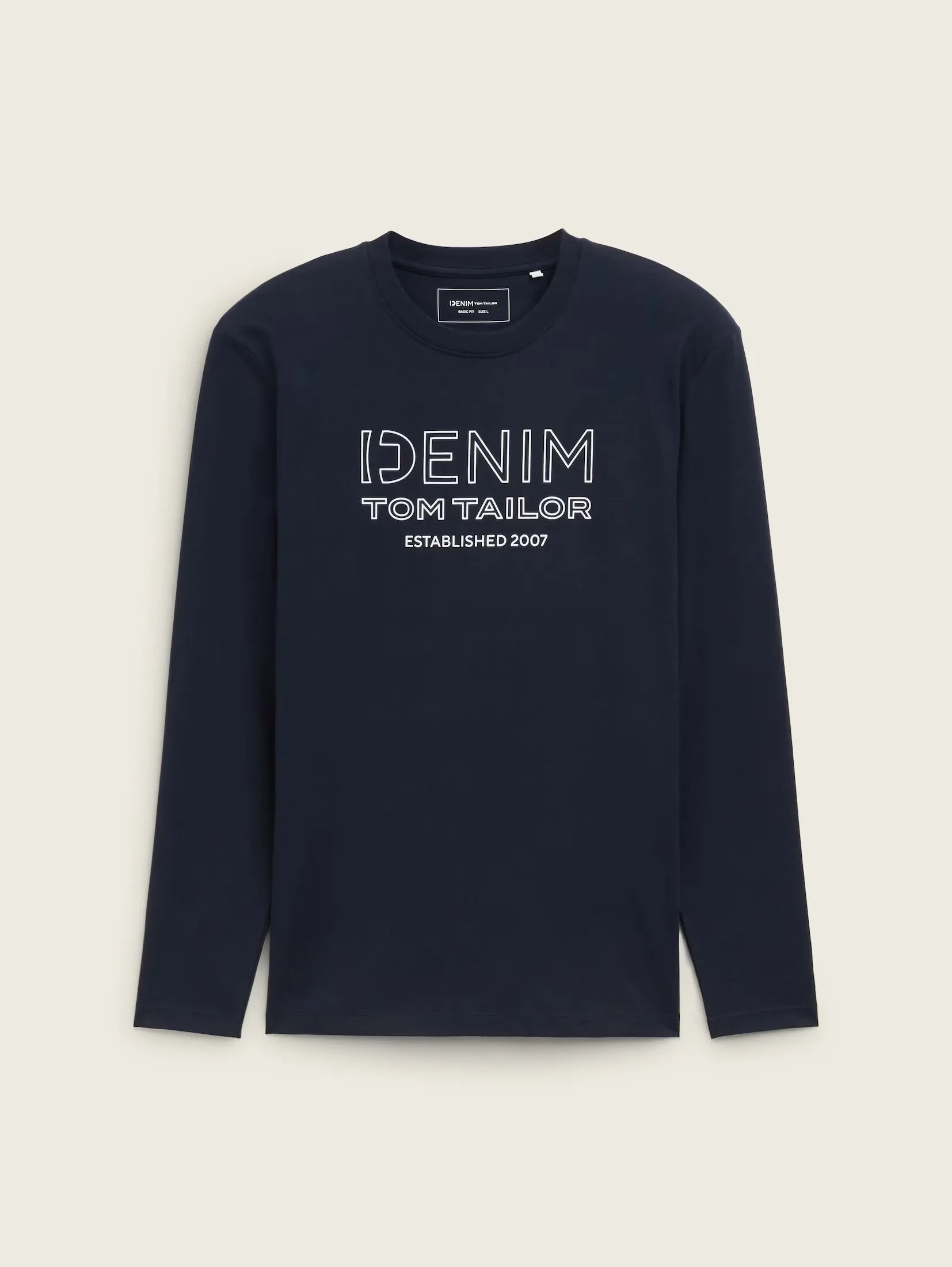 Tom Tailor Long Sleeved Navy T-shirt With Front Logo design