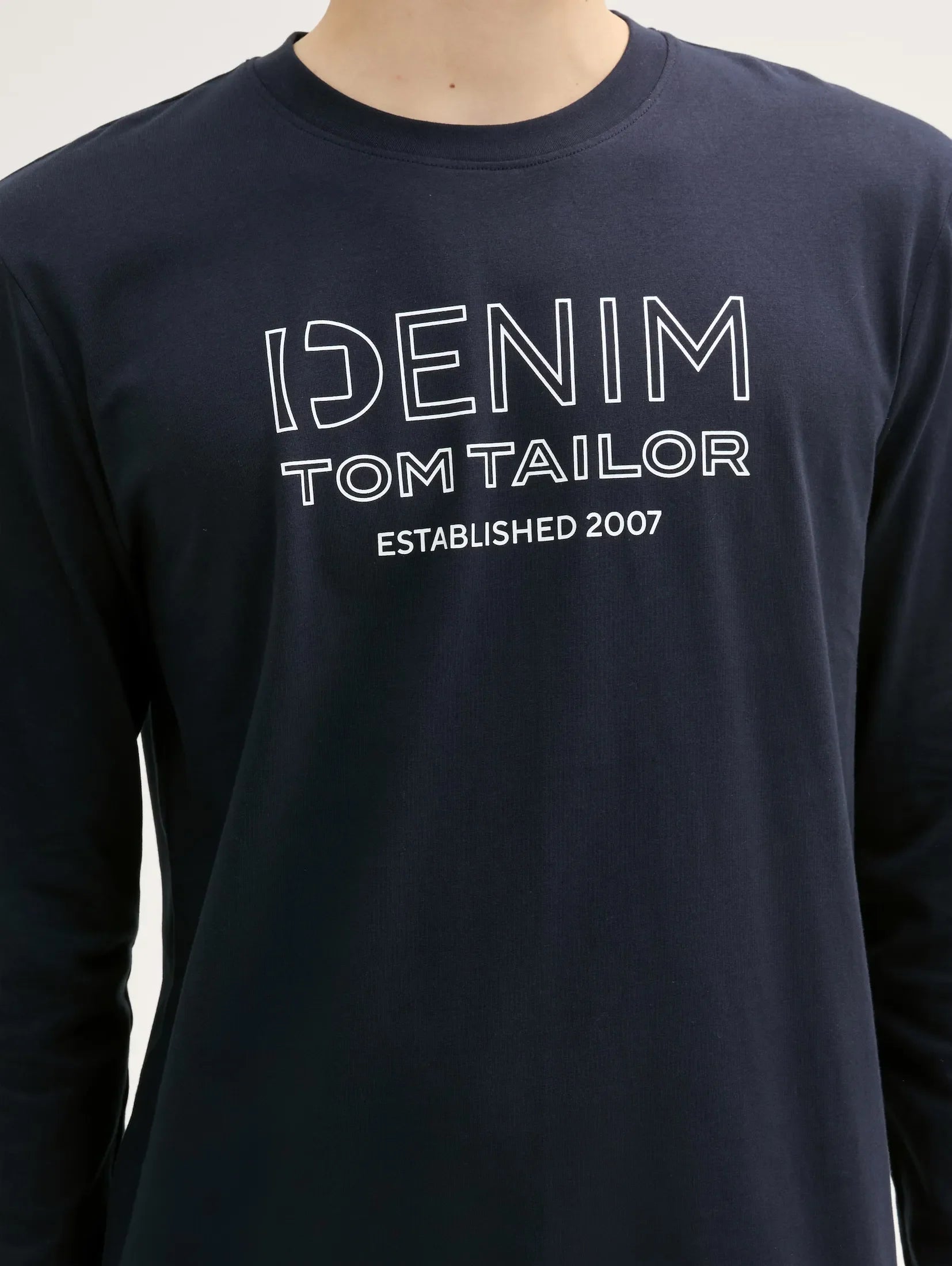 Tom Tailor Long Sleeved Navy T-shirt With Front Logo design