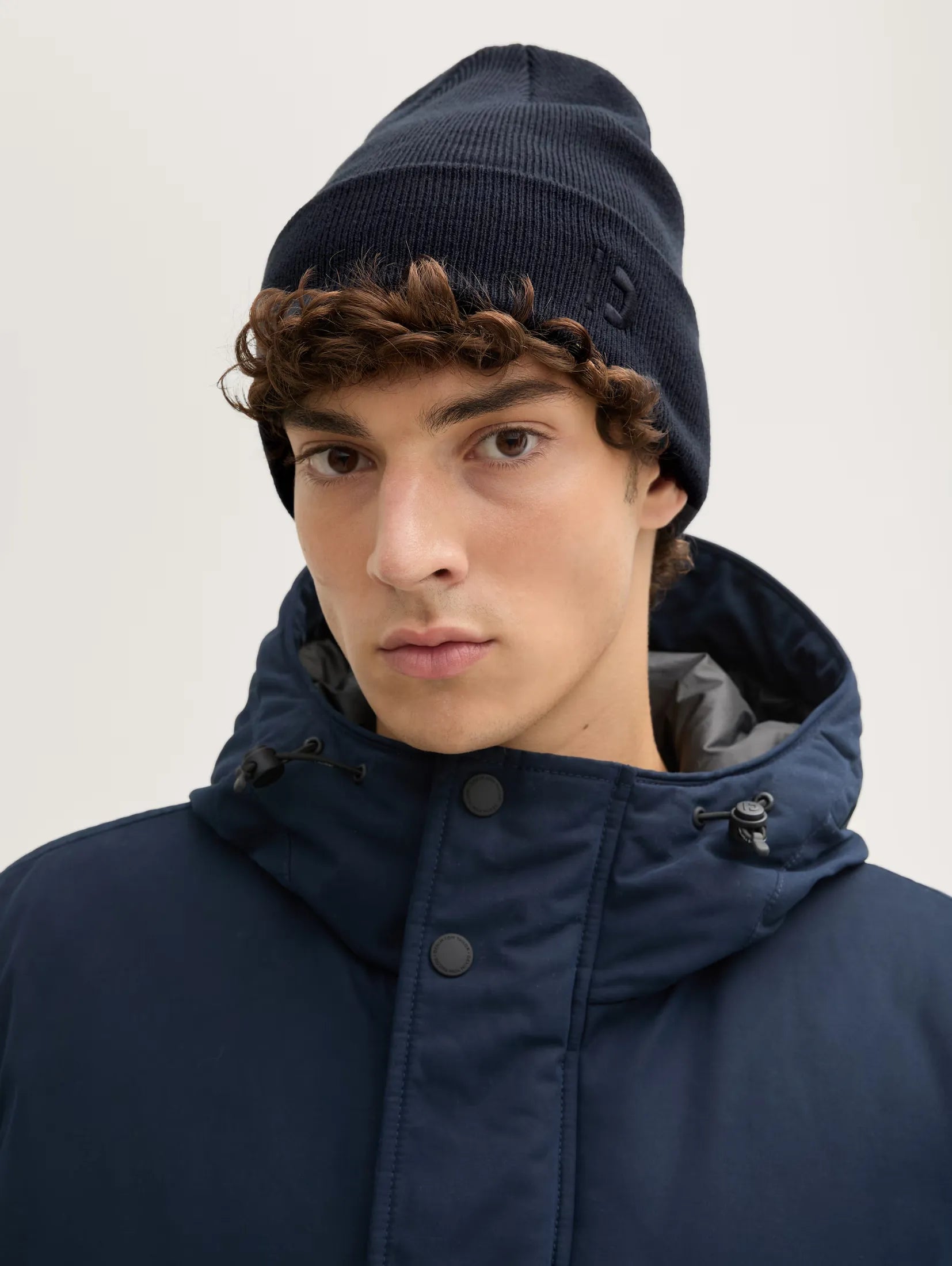 Tom Tailor Navy Beanie With Logo Embroidery