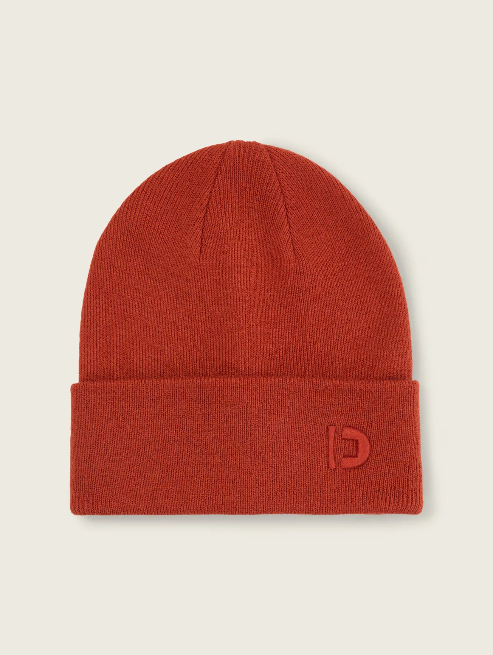 Tom Tailor Velvet Red Beanie With Logo Embroidery