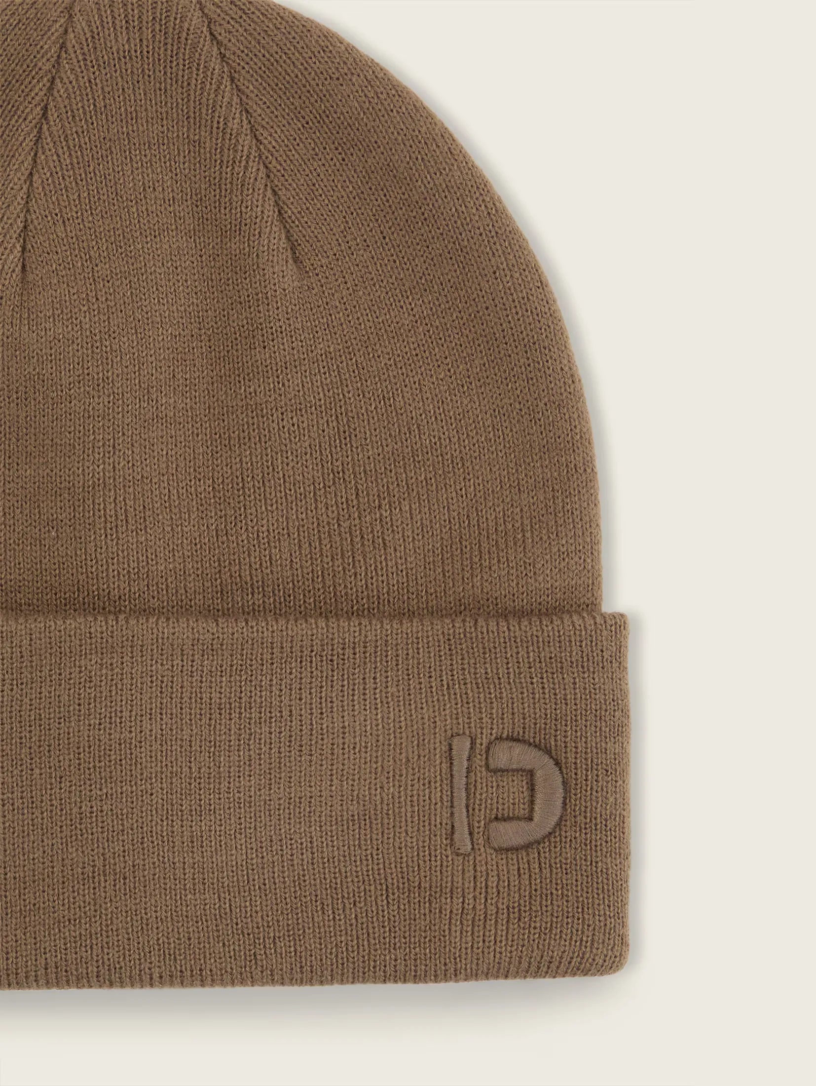 Tom Tailor Chocolate Brown Beige Beanie With Logo Embroidery