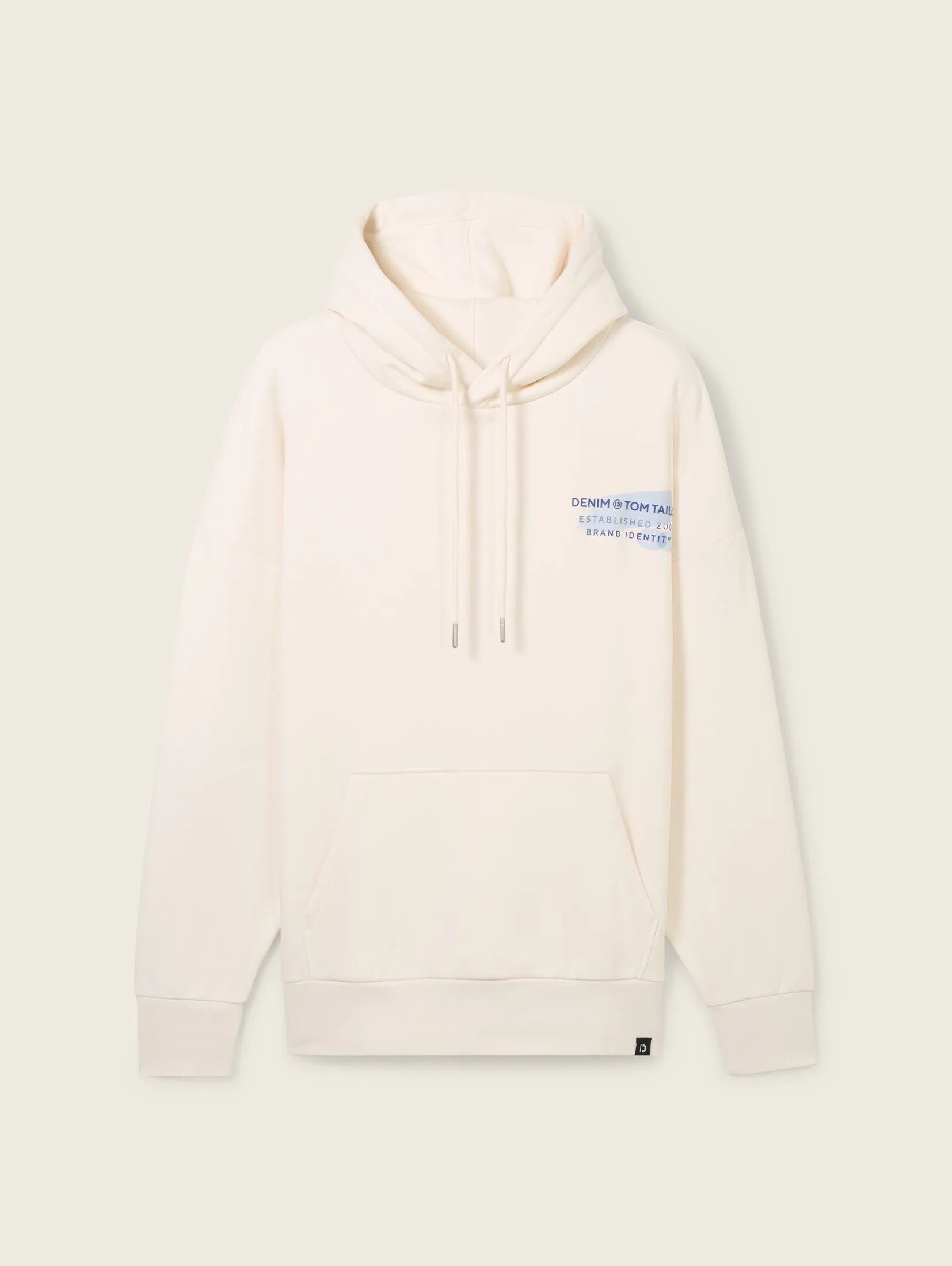 Tom Tailor Oversize White Hoodie With Logo Print