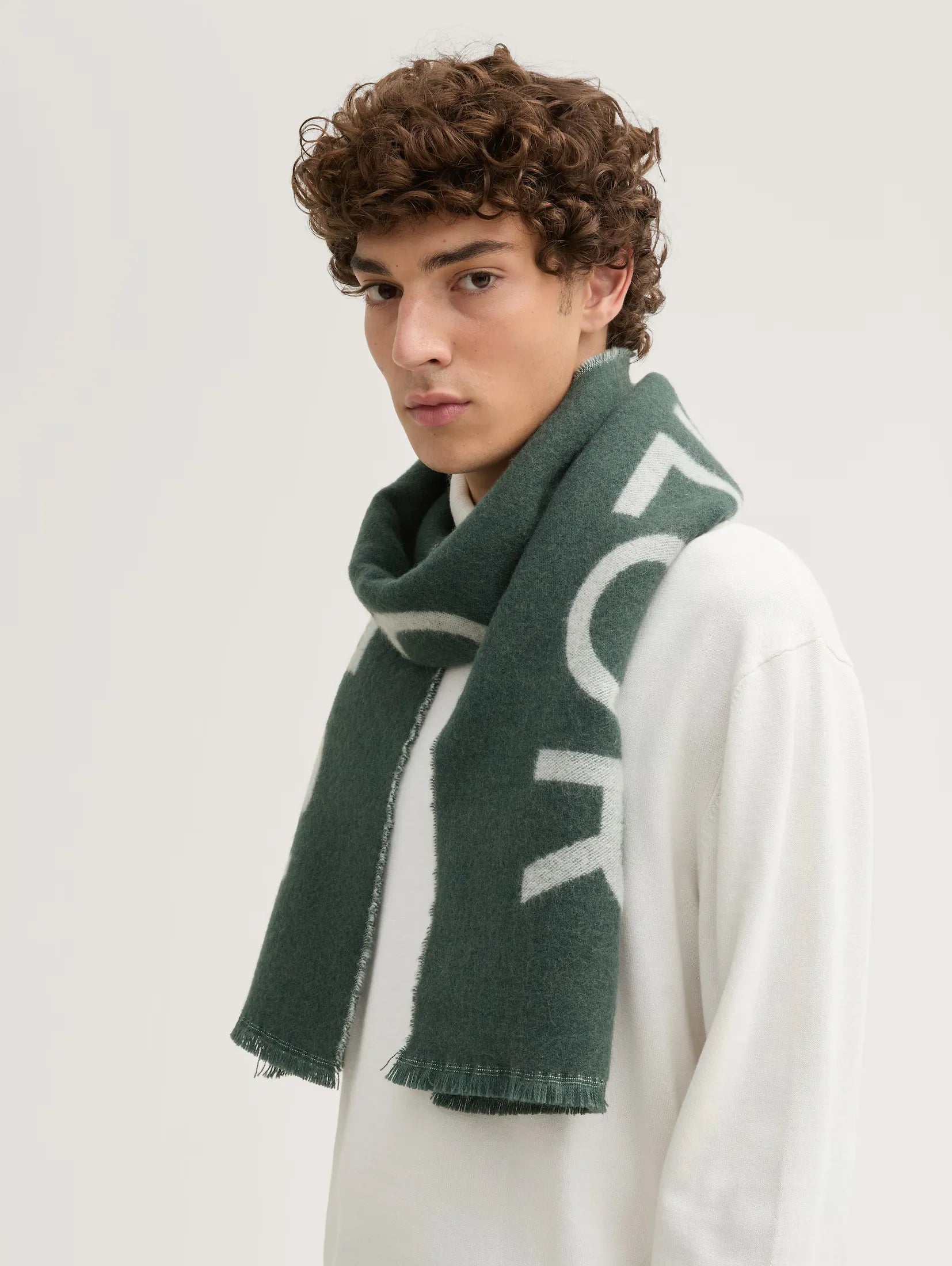 Tom Tailor Jacquard Dark Green Scarf